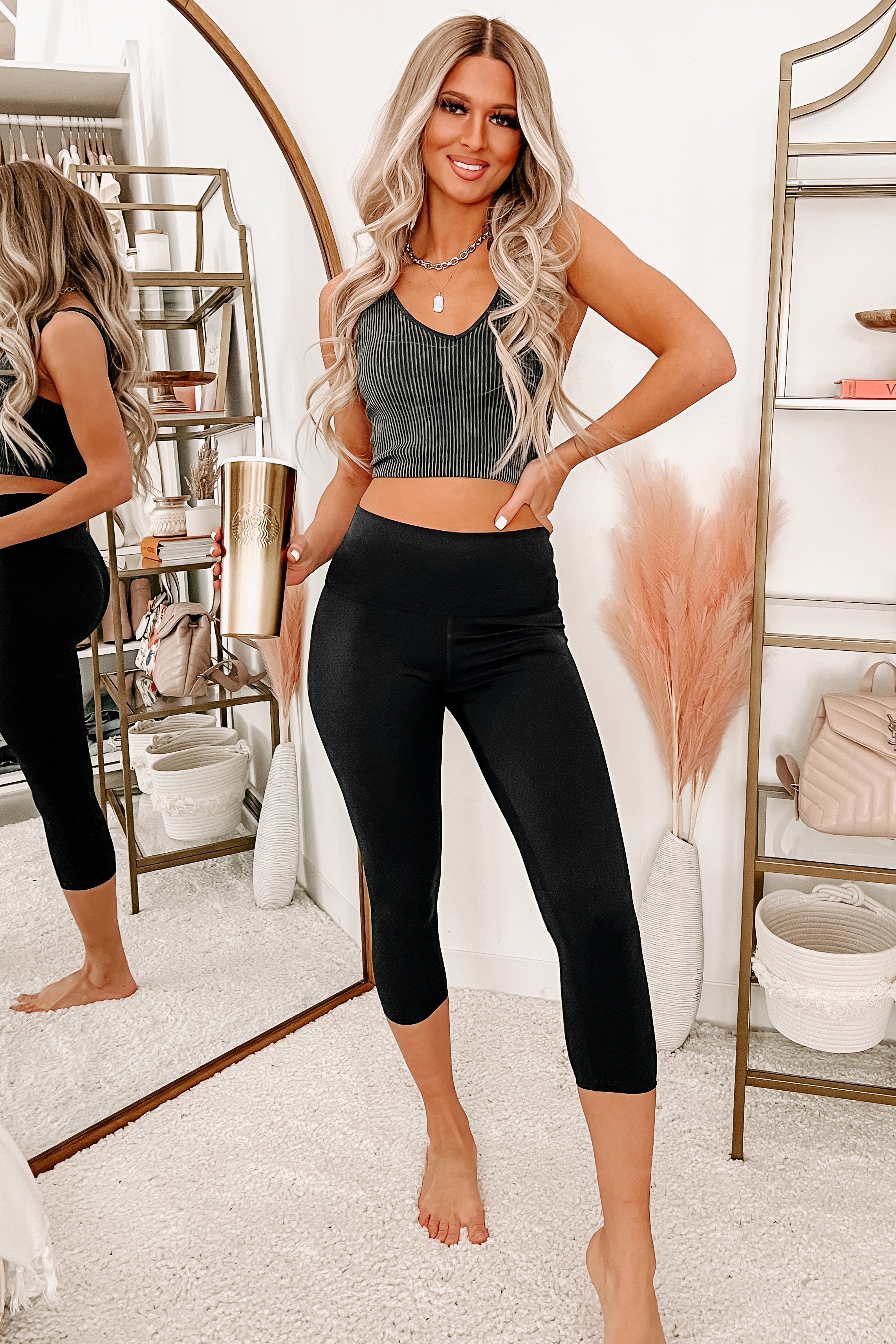 No Biggie Ribbed Padded Crop Top (Charcoal)-The Formal Wear