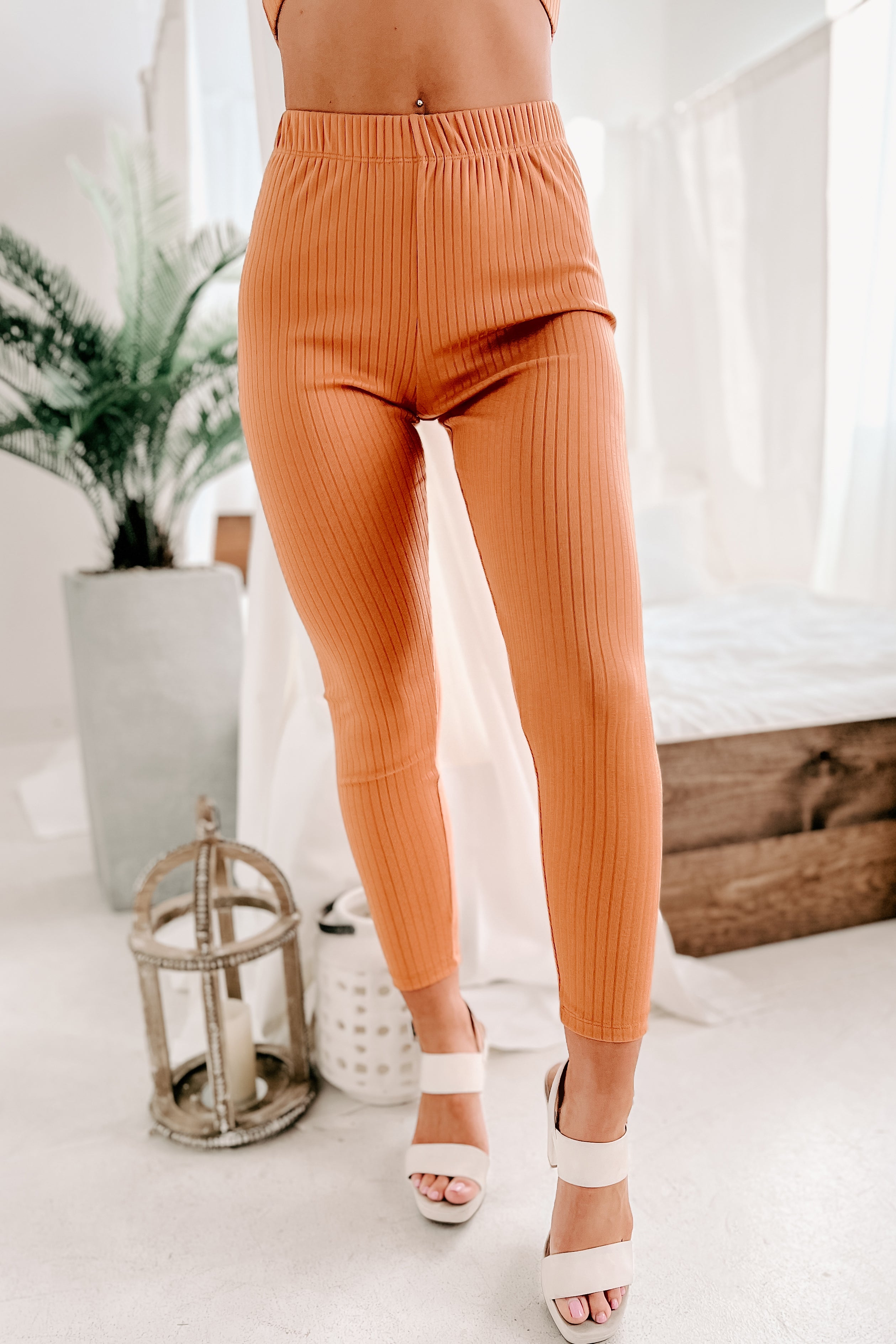 Everything And More Ribbed 3-Piece Set (Apricot)-The Formal Wear