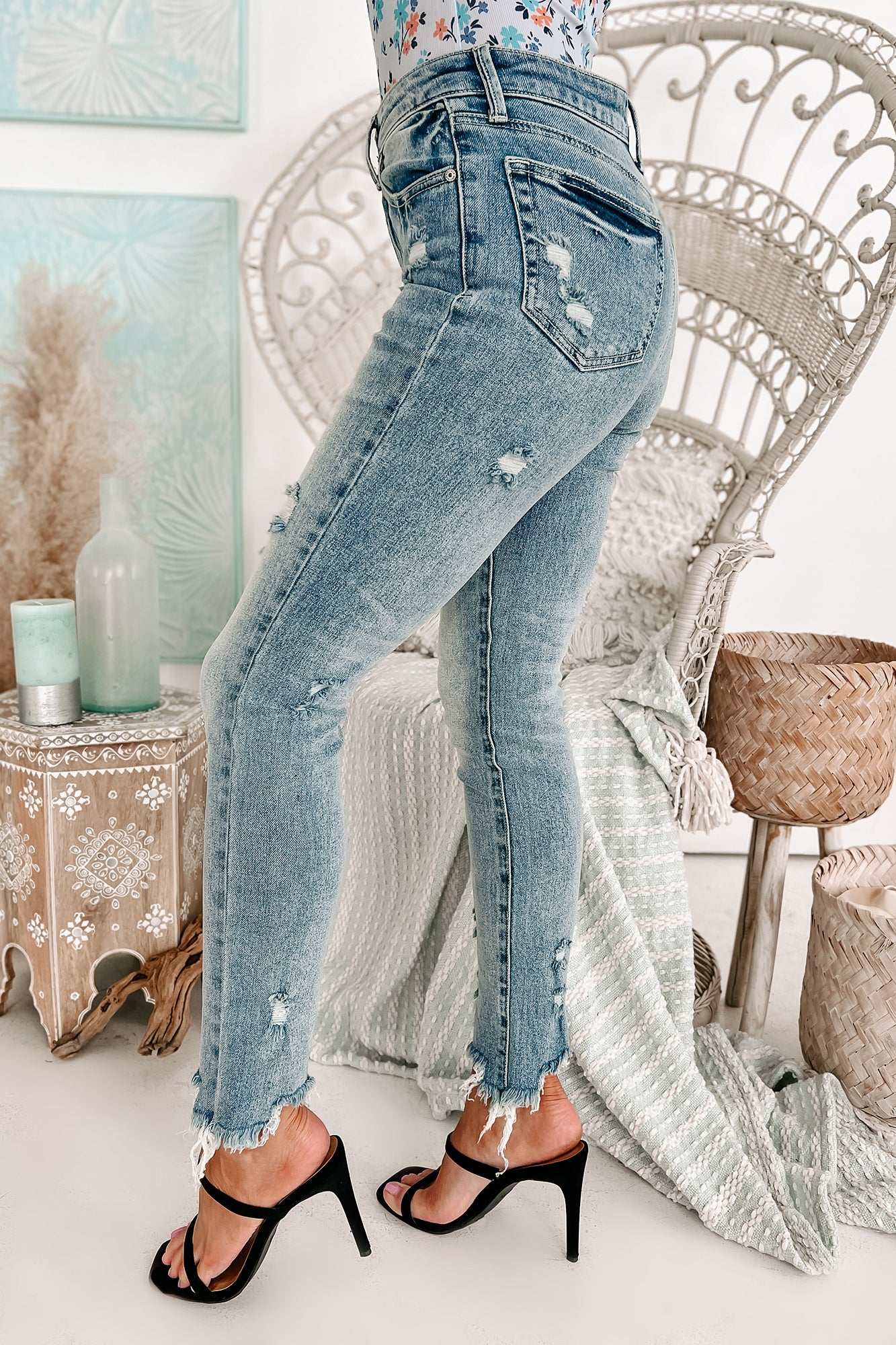 Sienna High Rise Distressed Special A Jeans (Medium Light)-The Formal Wear