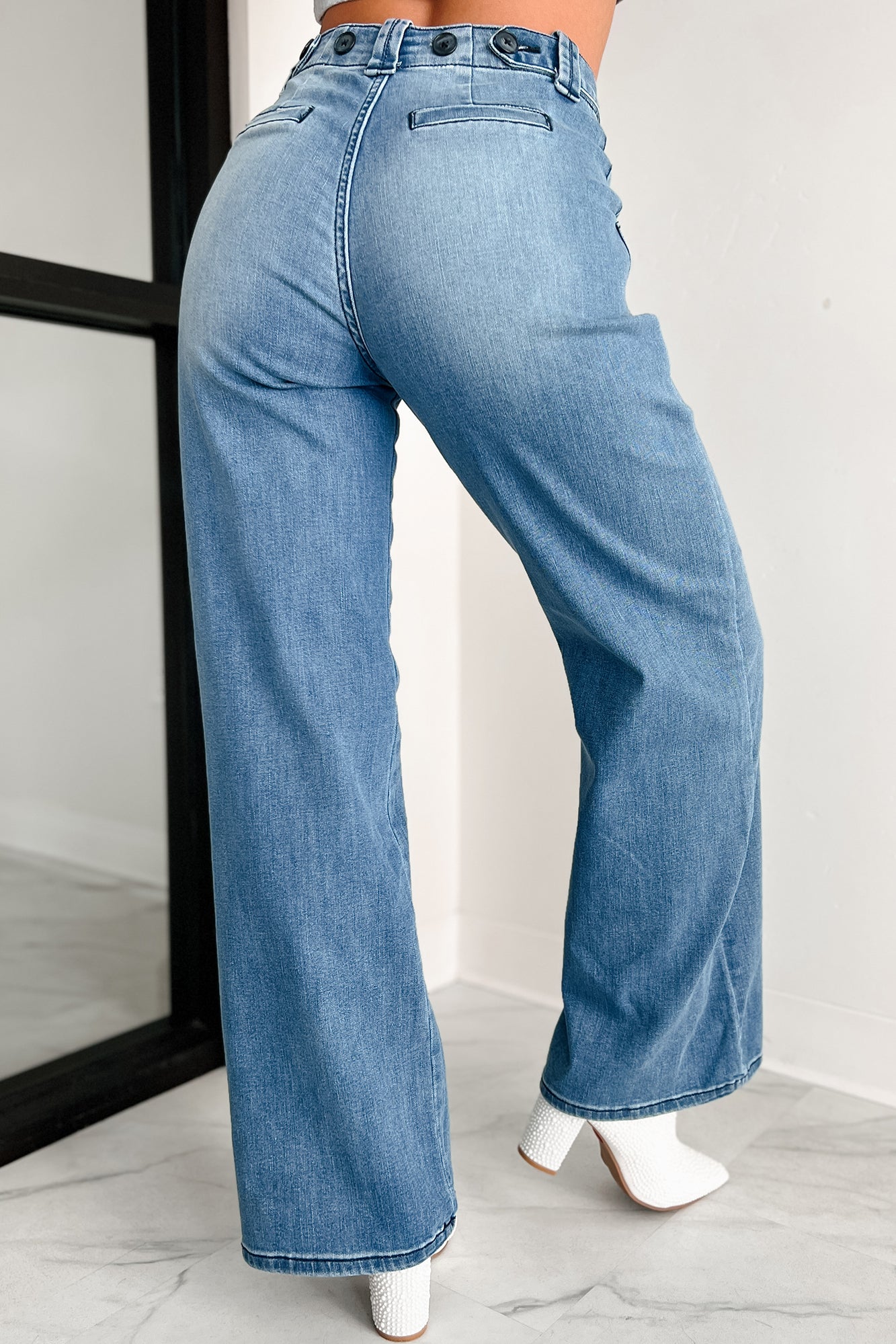 Betty Non-Distressed High Rise Wide Leg Sneak Peek Jeans (Medium Light)-The Formal Wear