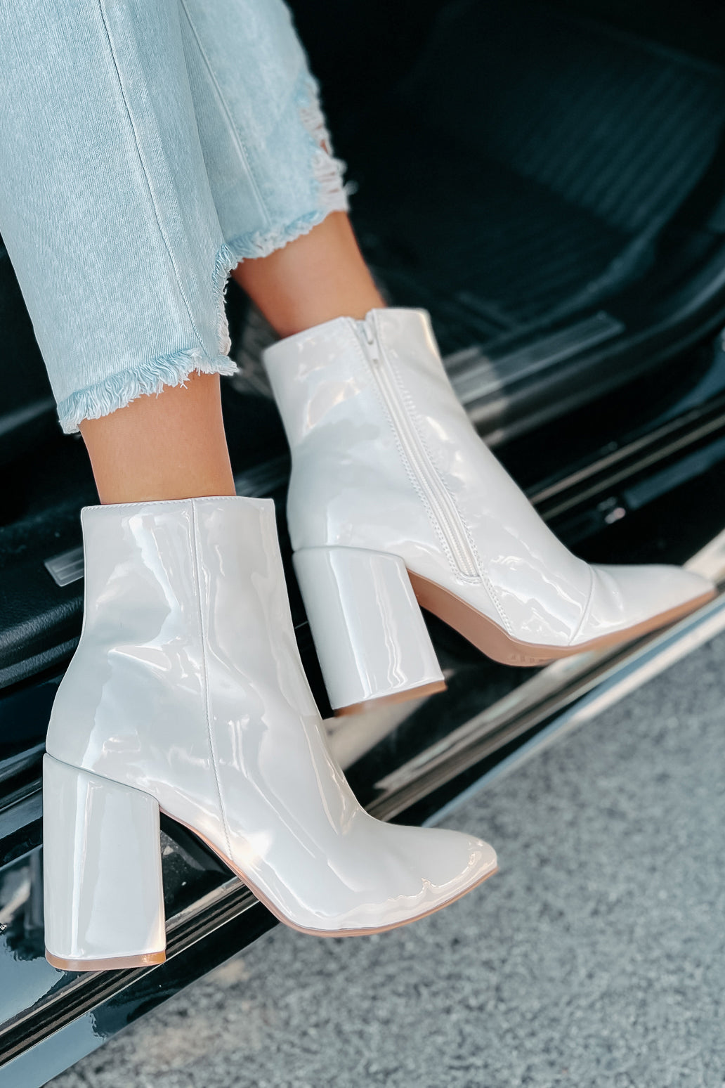 Mariko Patent Leather Booties (Stone)-The Formal Wear