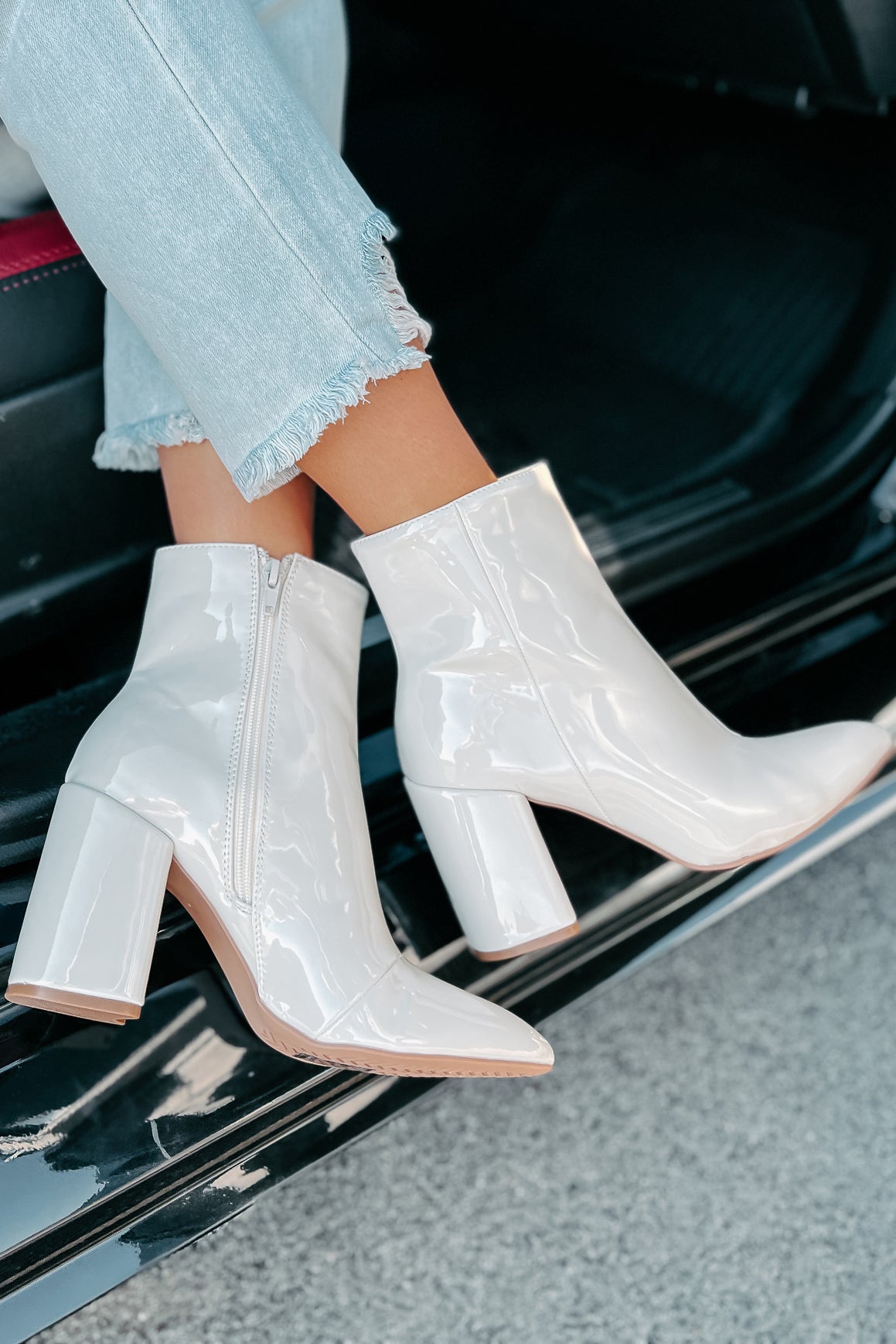 Mariko Patent Leather Booties (Stone)-The Formal Wear