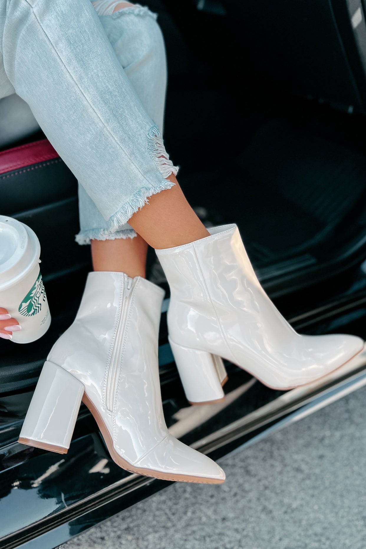 Mariko Patent Leather Booties (Stone)-The Formal Wear