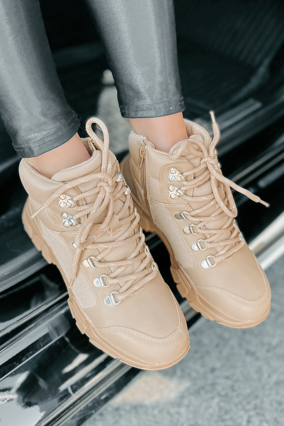 Aspen Adventures Lace-Up Boots (Nude)-The Formal Wear