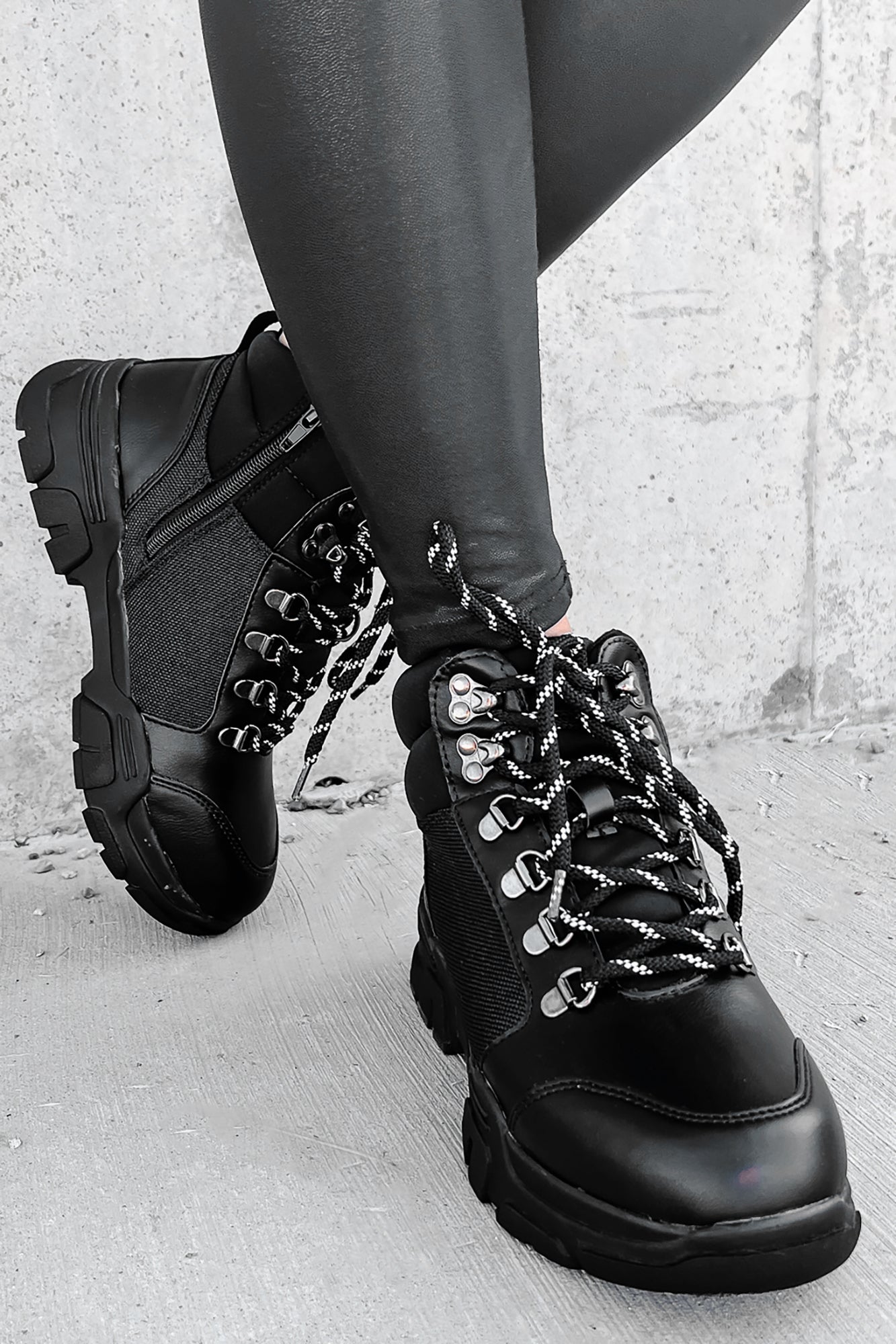 Aspen Adventures Lace-Up Boots (Black)-The Formal Wear