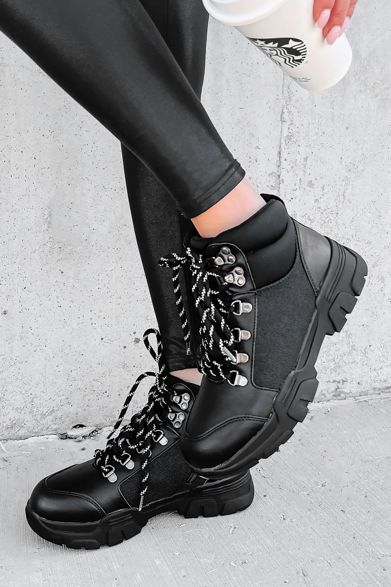 Aspen Adventures Lace-Up Boots (Black)-The Formal Wear