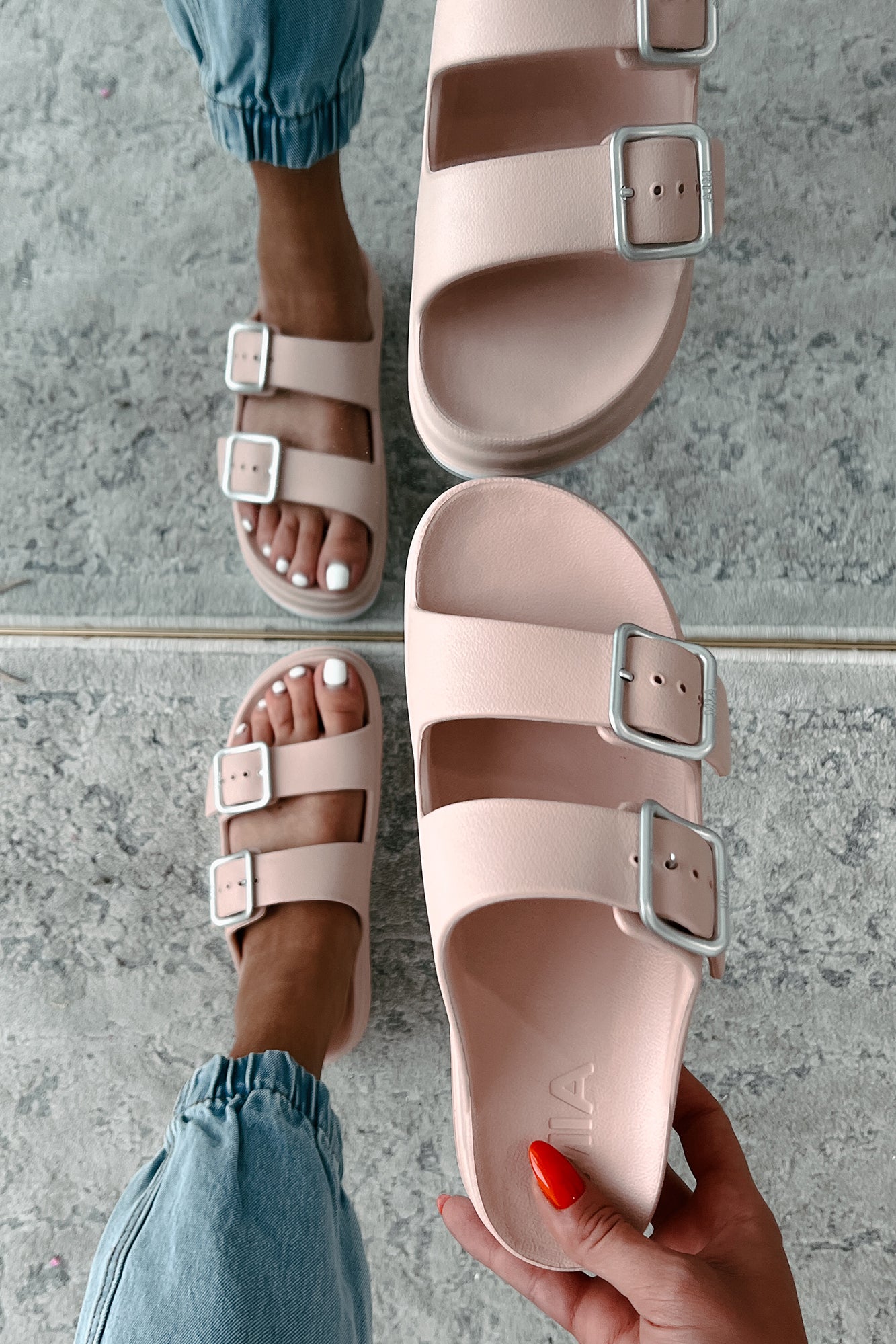 Casually Crushing Chunky Platform Sandals (Blush)-The Formal Wear