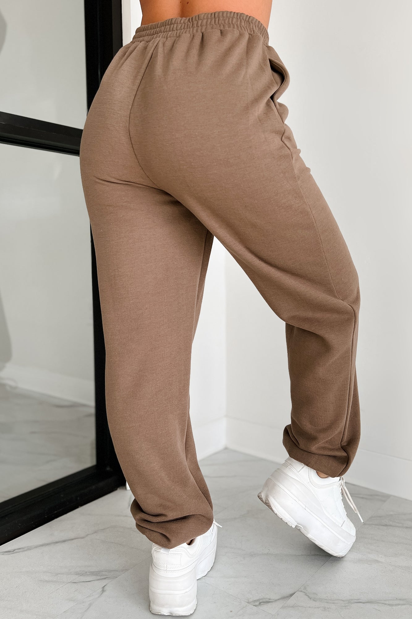 Putting Life On Hold Fleece Two-Piece Jogger Set (Mocha)-The Formal Wear