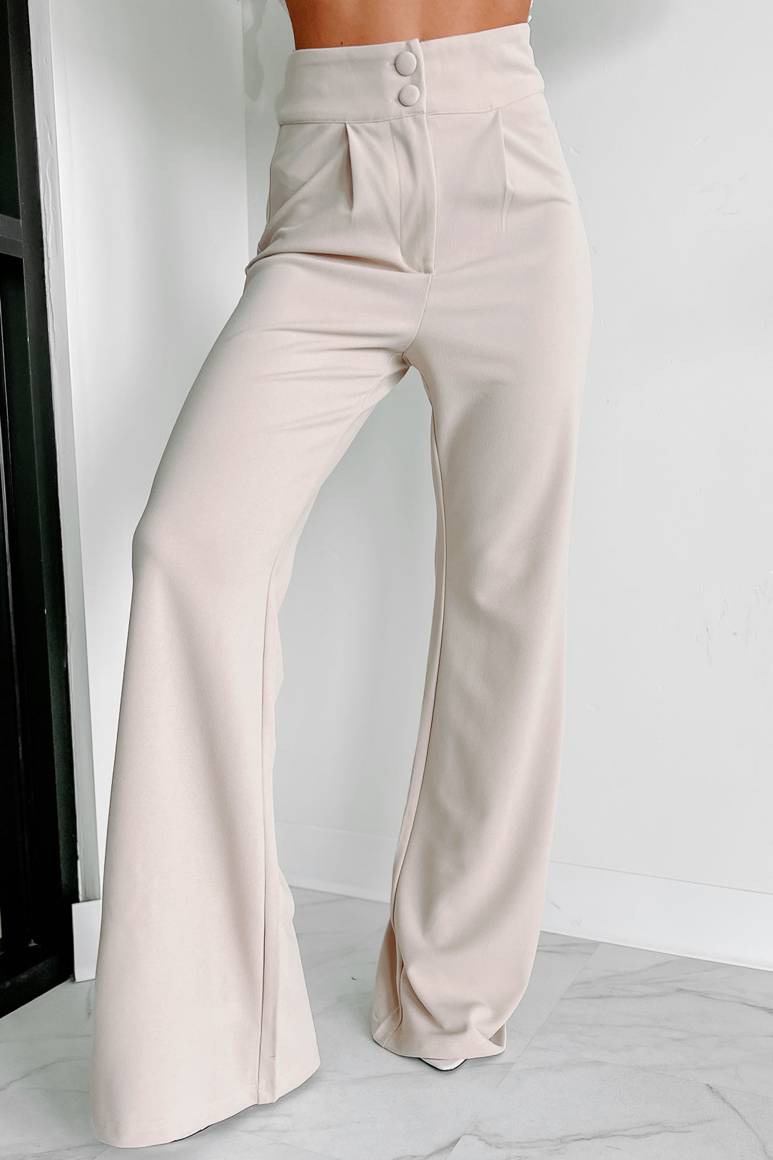 Professional Curtesy Two-Piece Pantsuit (Cream)-The Formal Wear