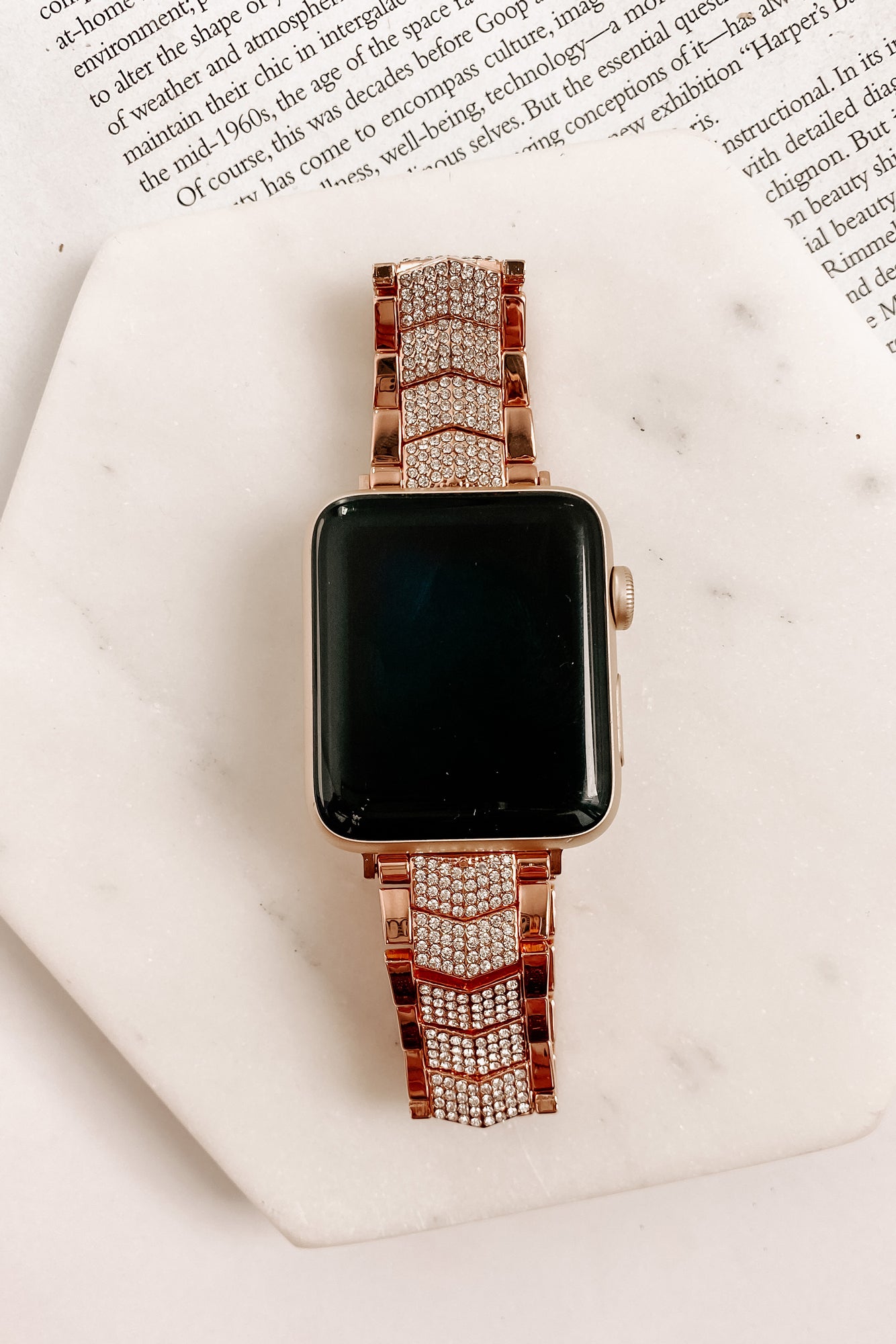 In A Timely Fashion Chevron Metal Apple Watch Band (Rose Gold)-The Formal Wear