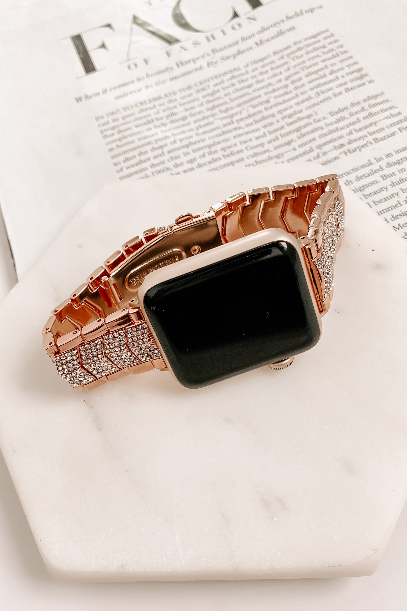 In A Timely Fashion Chevron Metal Apple Watch Band (Rose Gold)-The Formal Wear