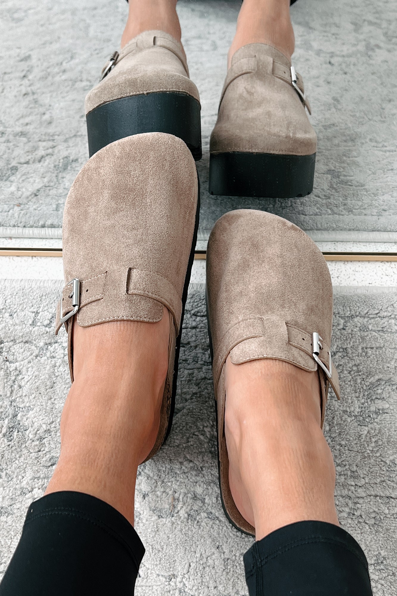 Been There Before Faux Suede Platform Clogs (Oat)-The Formal Wear