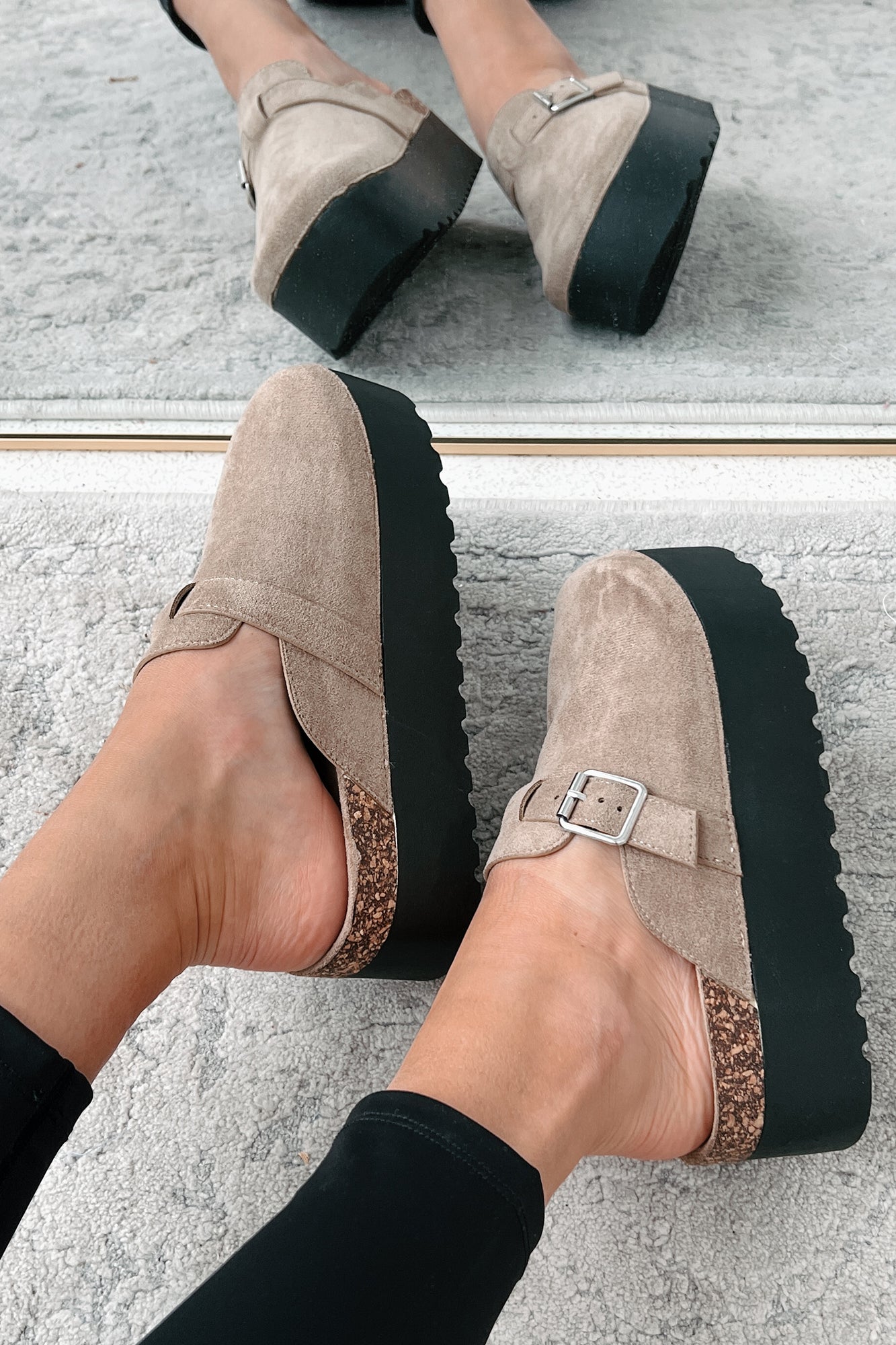 Been There Before Faux Suede Platform Clogs (Oat)-The Formal Wear