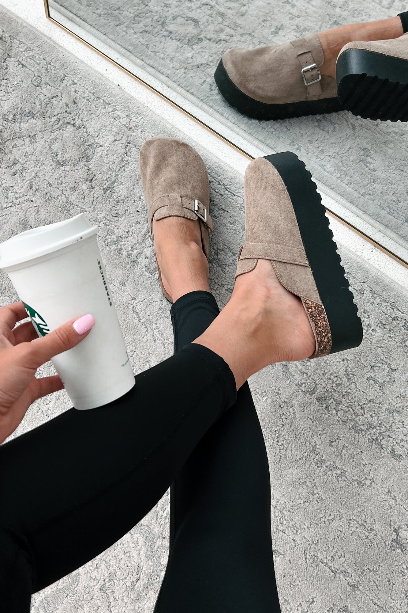 Been There Before Faux Suede Platform Clogs (Oat)-The Formal Wear