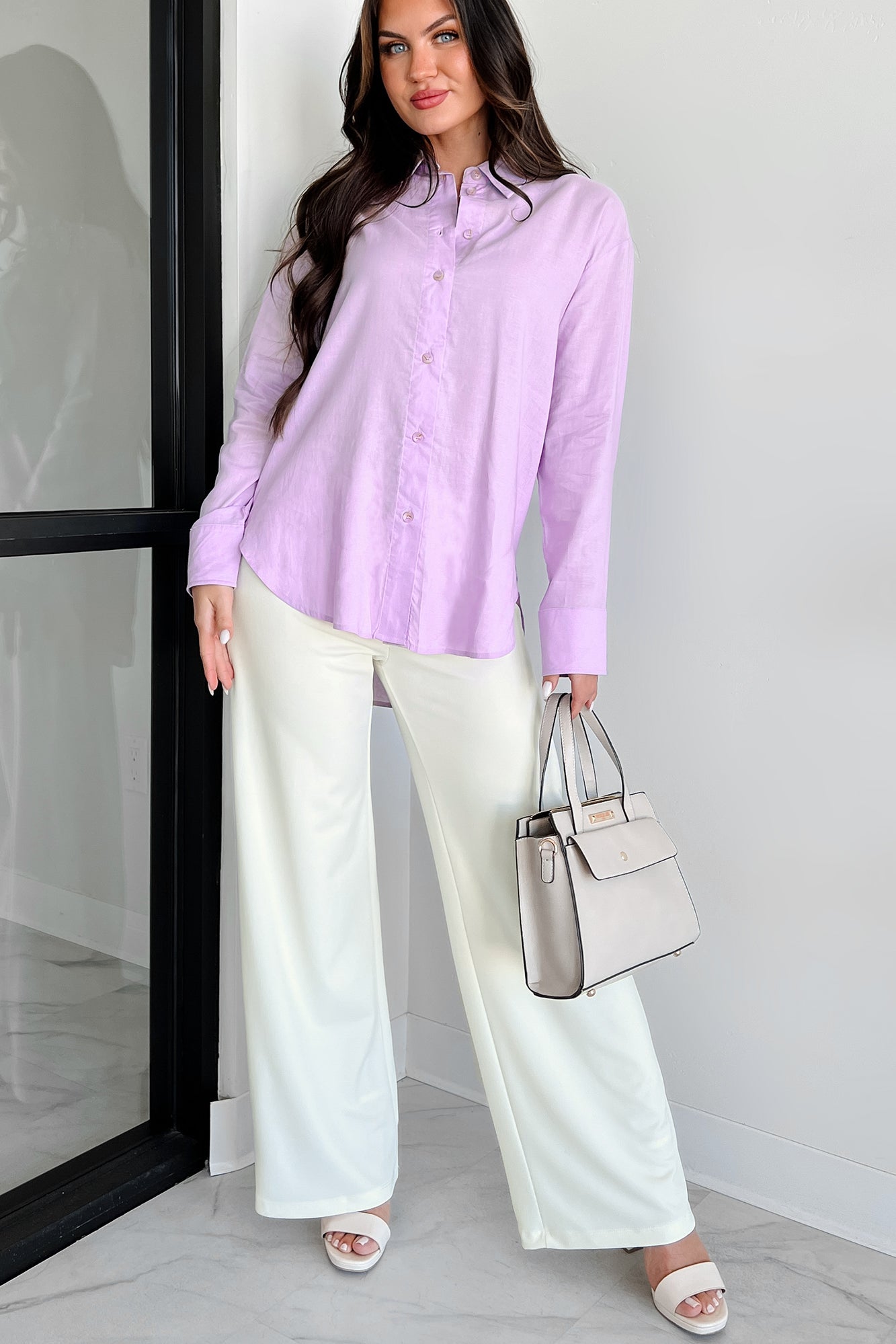 Working Together Wide Leg Pants (Off White)-The Formal Wear
