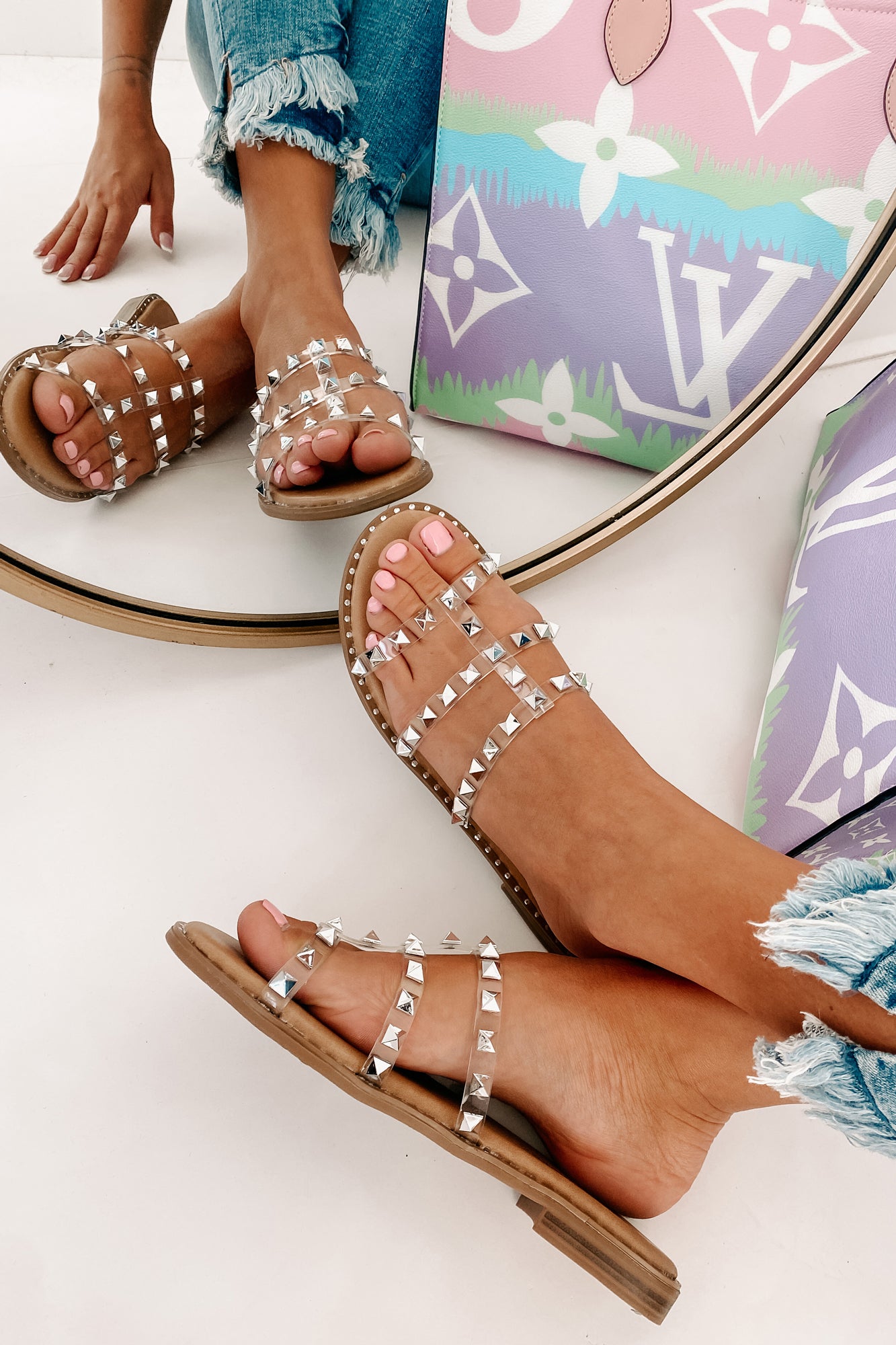 IMPERFECT No Promises Studded Sandals (Clear)-The Formal Wear