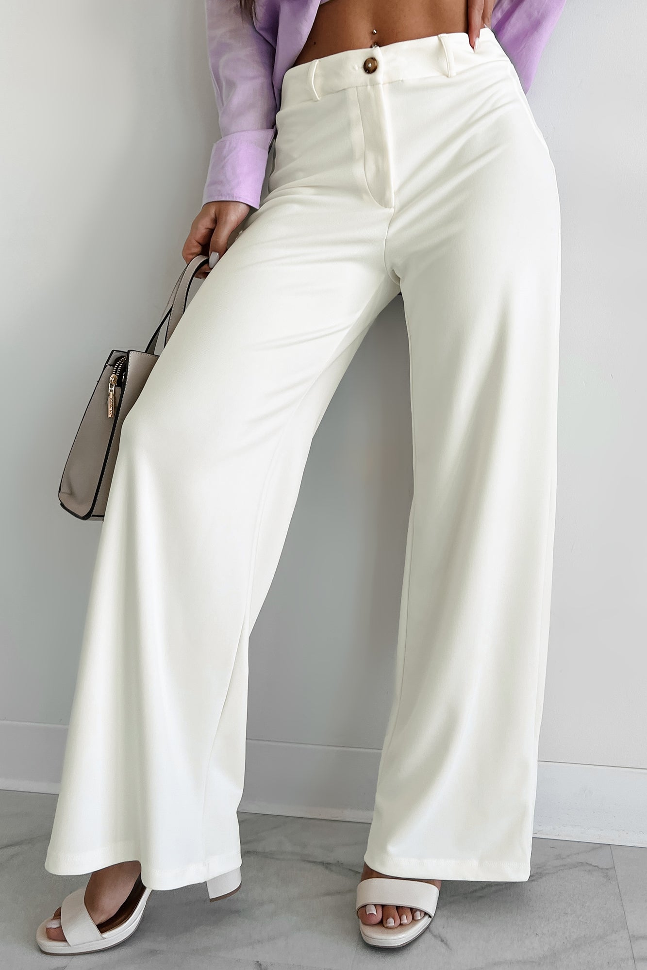 Working Together Wide Leg Pants (Off White)-The Formal Wear