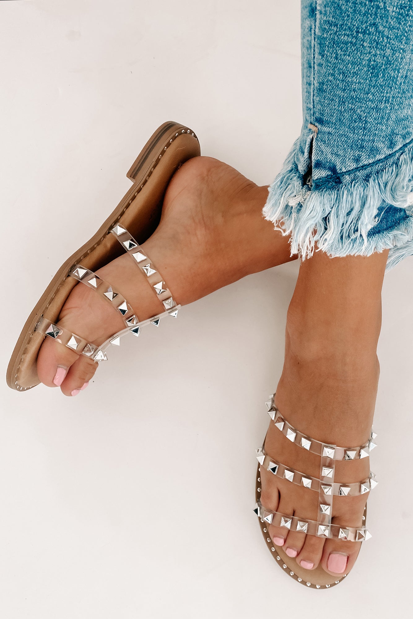 IMPERFECT No Promises Studded Sandals (Clear)-The Formal Wear