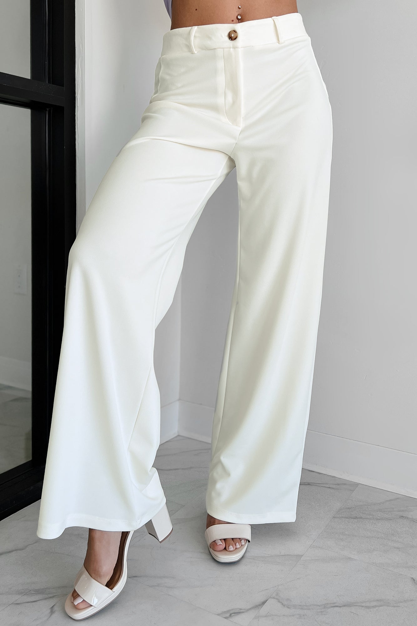 Working Together Wide Leg Pants (Off White)-The Formal Wear
