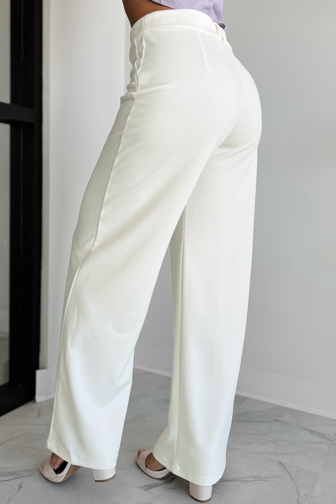 Working Together Wide Leg Pants (Off White)-The Formal Wear