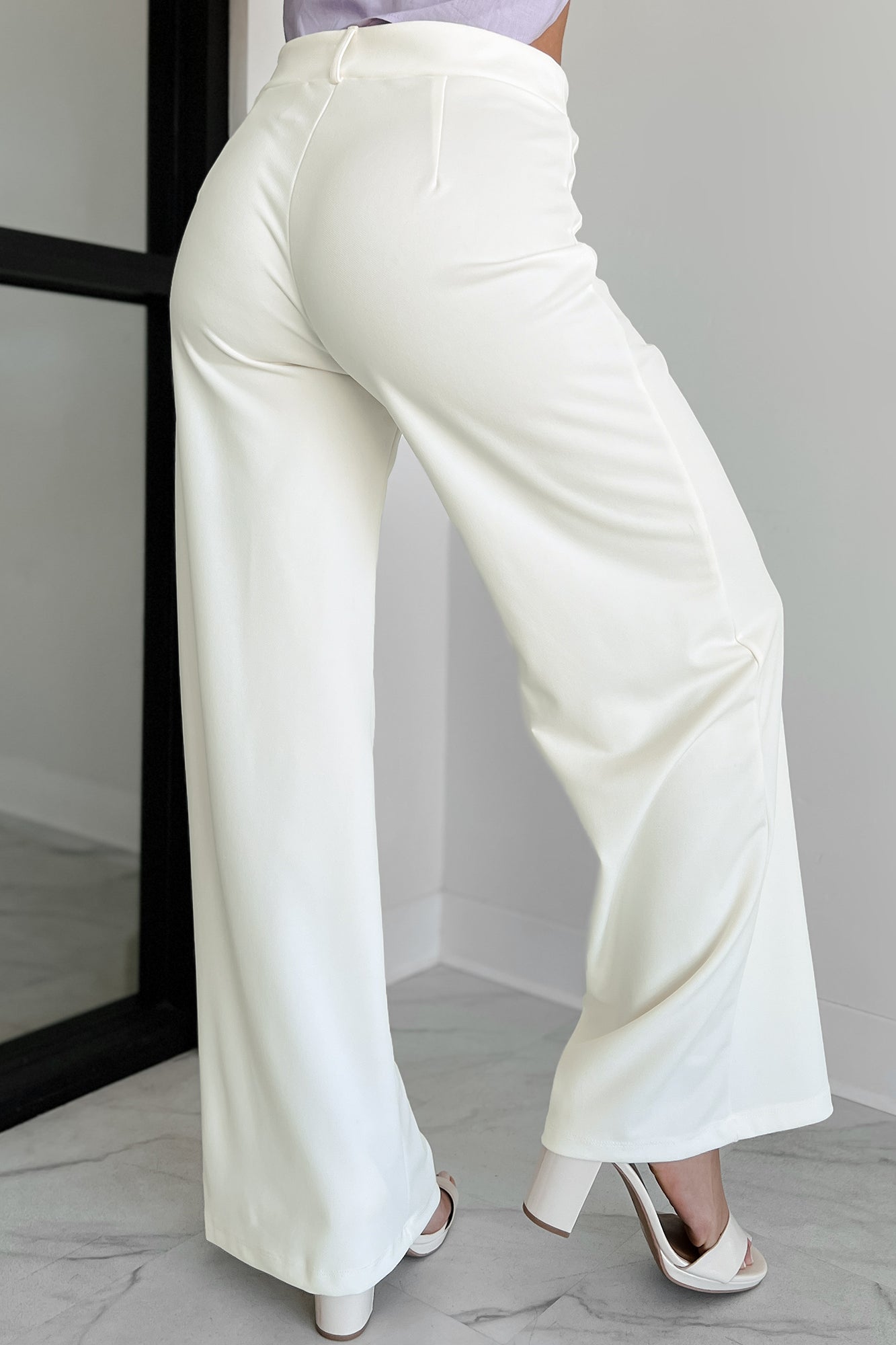 Working Together Wide Leg Pants (Off White)-The Formal Wear
