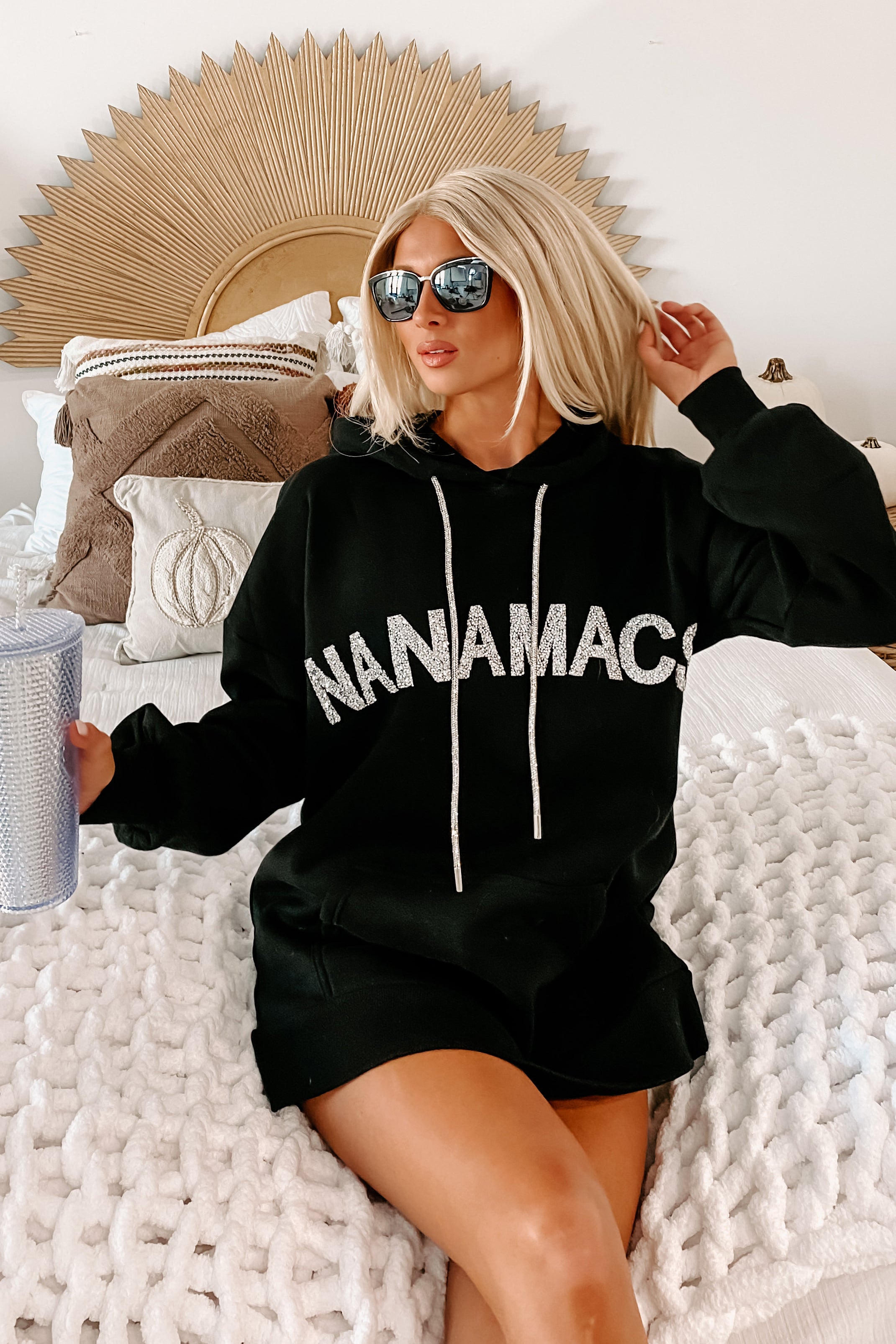 Boujee Babe Rhinestone Embellished "TheFormalWear" Hoodie (Black)-The Formal Wear