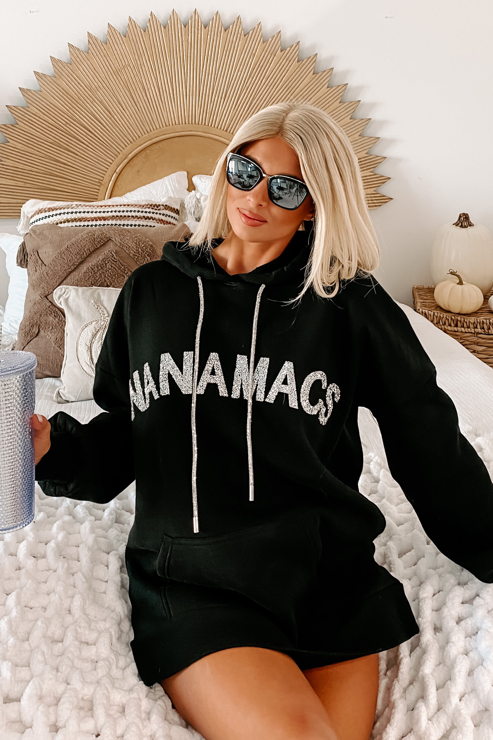 Boujee Babe Rhinestone Embellished "TheFormalWear" Hoodie (Black)-The Formal Wear