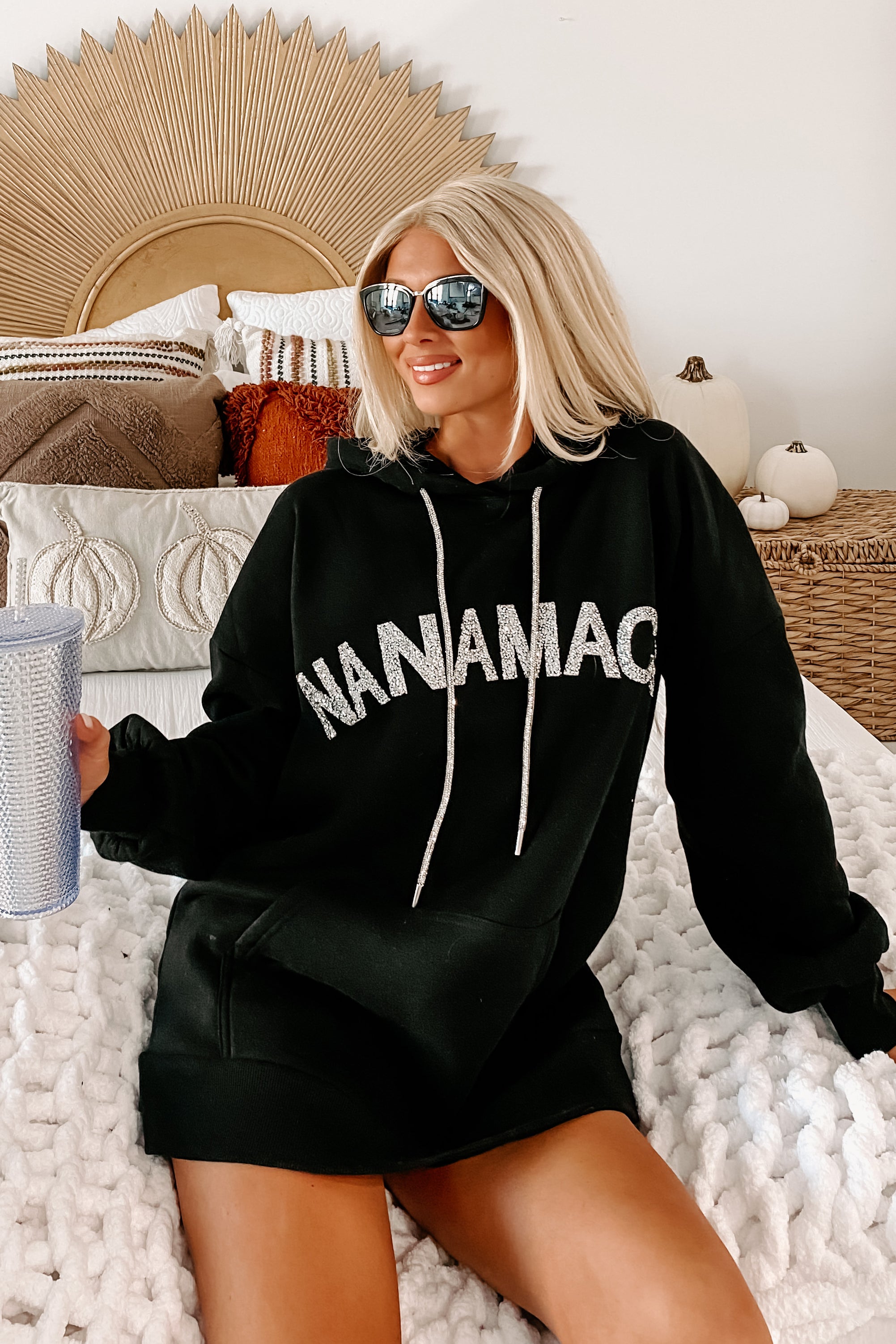 Boujee Babe Rhinestone Embellished "TheFormalWear" Hoodie (Black)-The Formal Wear