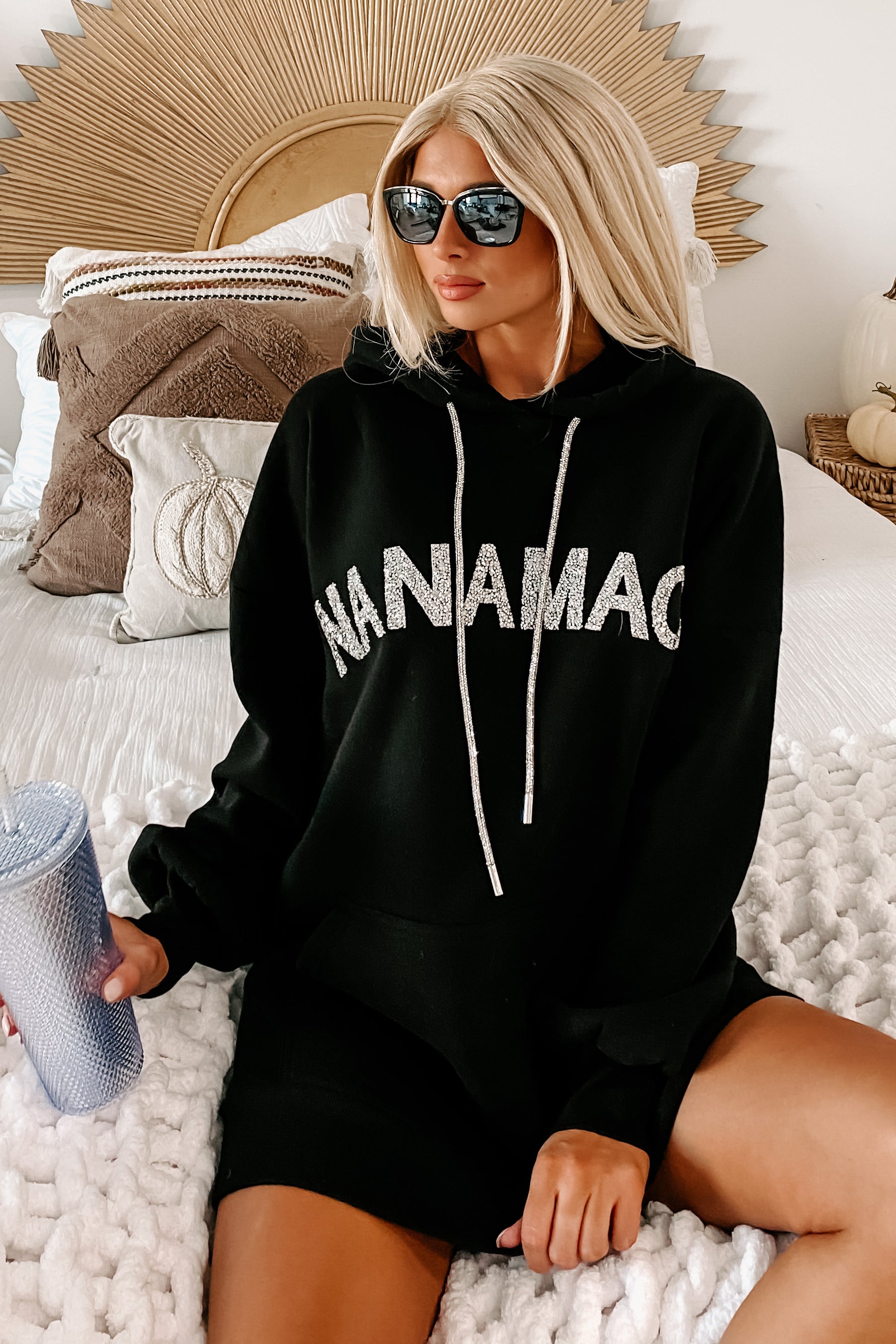 Boujee Babe Rhinestone Embellished "TheFormalWear" Hoodie (Black)-The Formal Wear