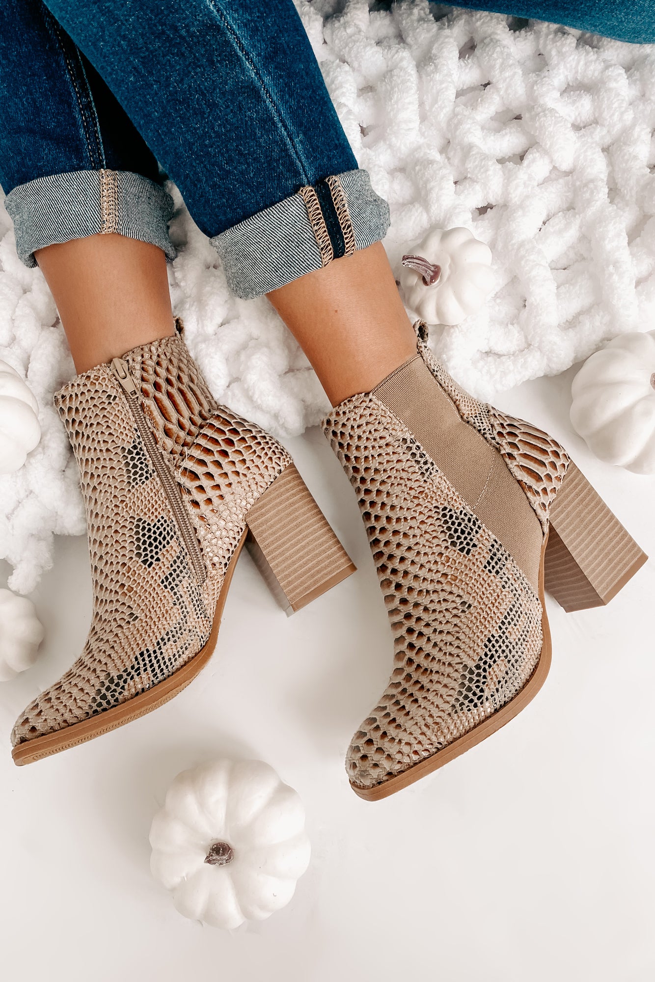 Cashin' Out Square Toed Textured Booties (Taupe)-The Formal Wear