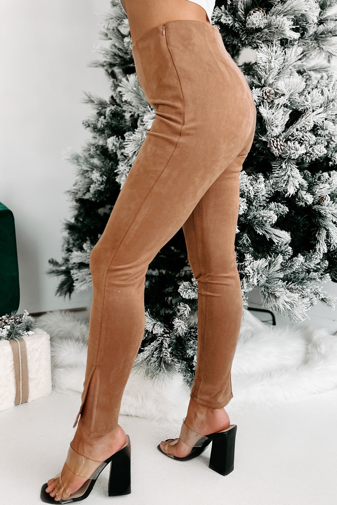 Pursuit Of Style Faux Suede Pants (Camel)-The Formal Wear