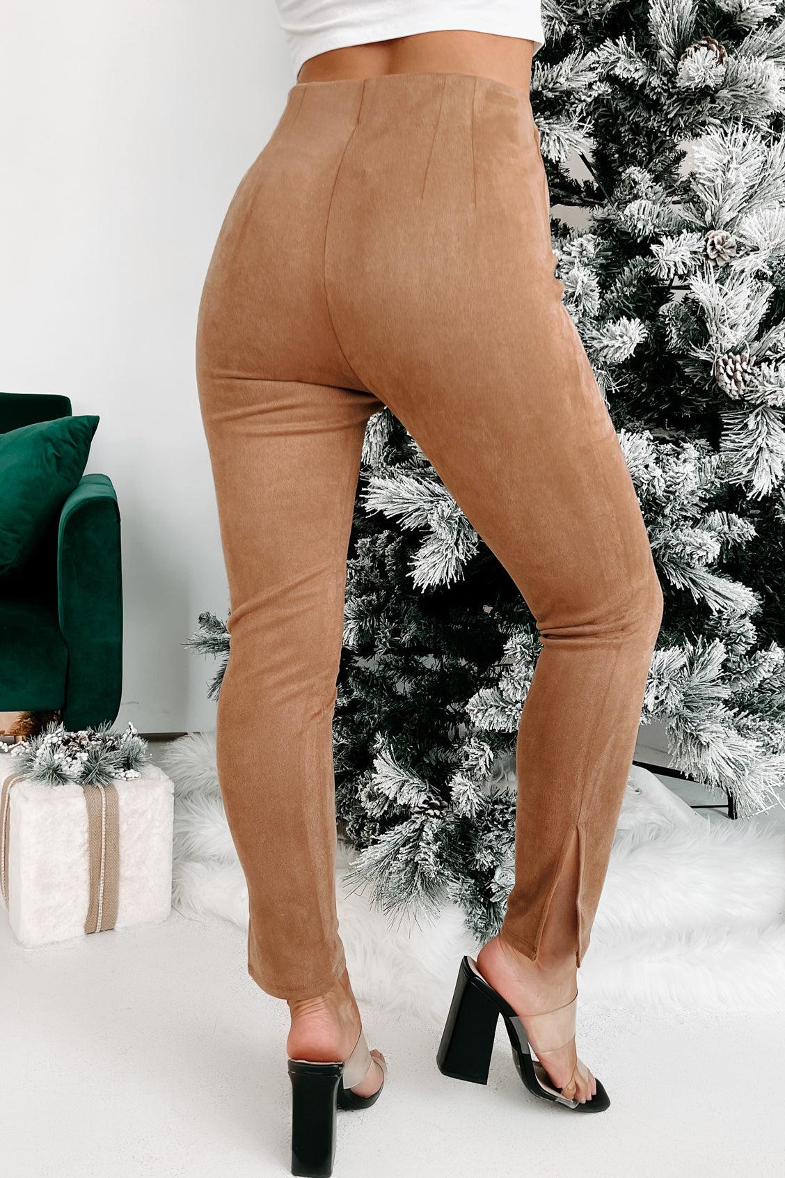 Pursuit Of Style Faux Suede Pants (Camel)-The Formal Wear