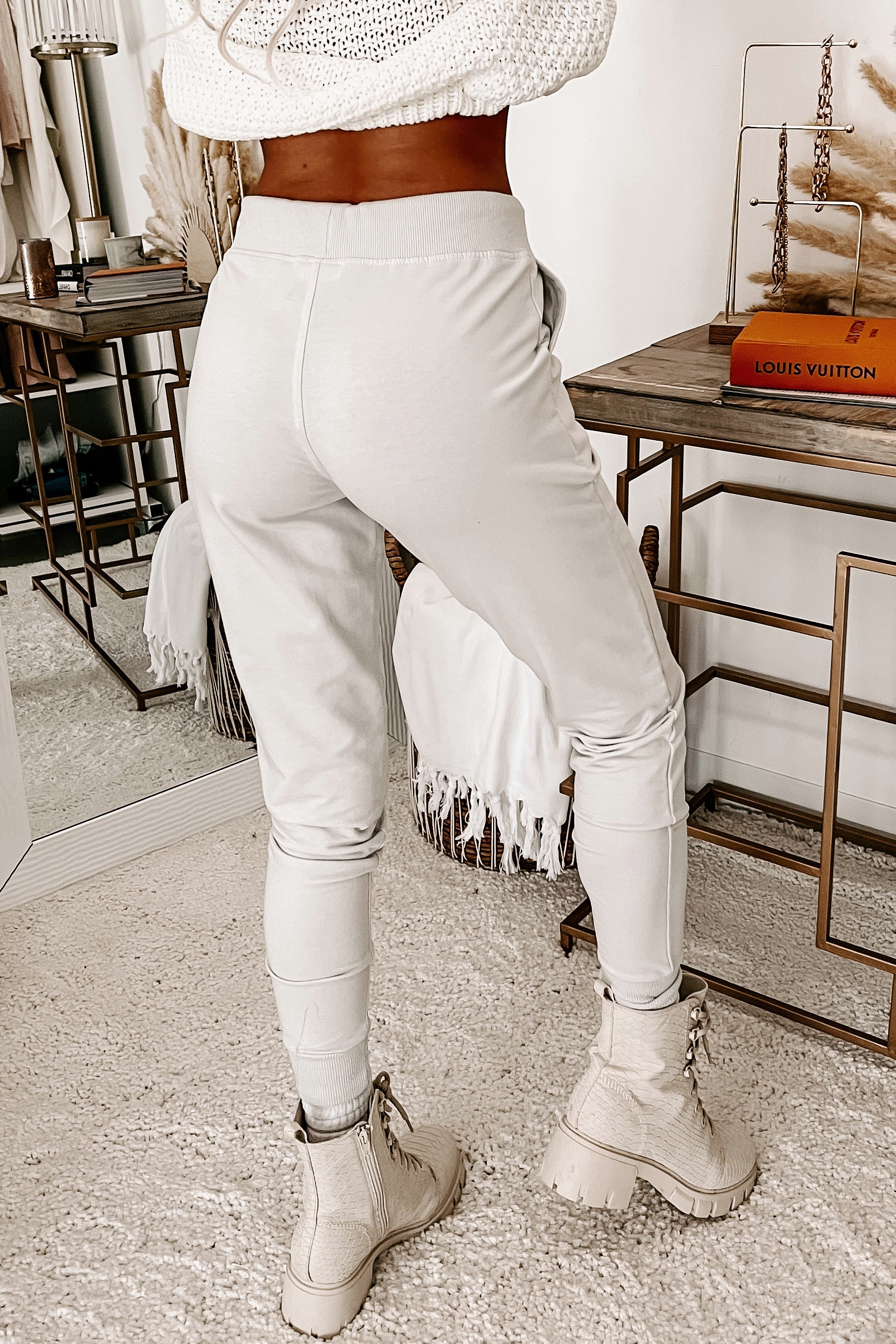 Calling For Comfort French Terry Joggers (Light Stone)-The Formal Wear