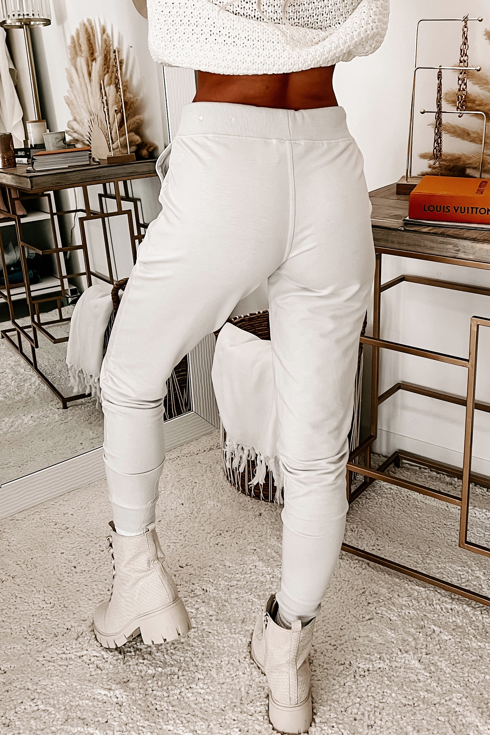 Calling For Comfort French Terry Joggers (Light Stone)-The Formal Wear