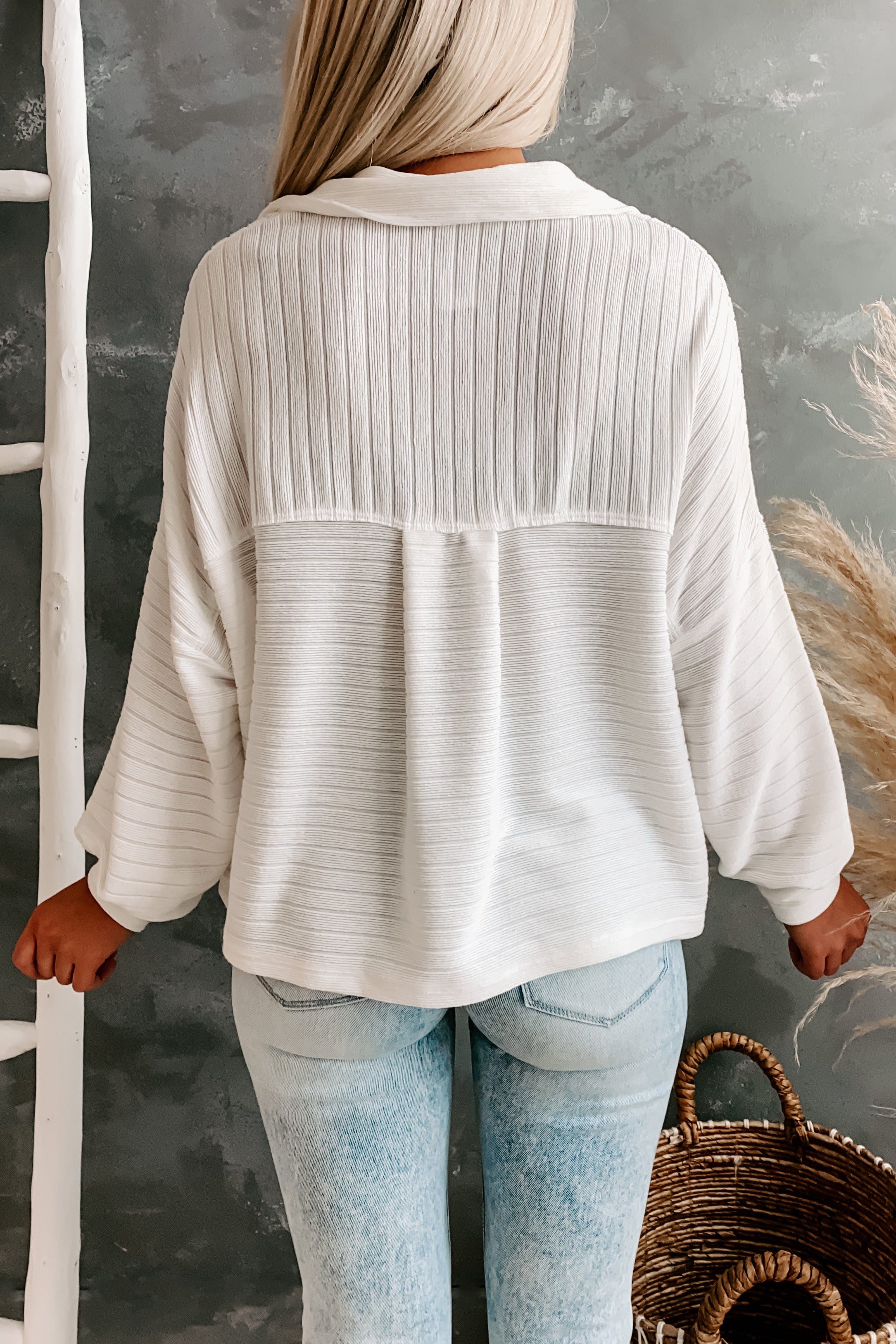 Caught Daydreaming Oversized Textured Shacket (White)-The Formal Wear