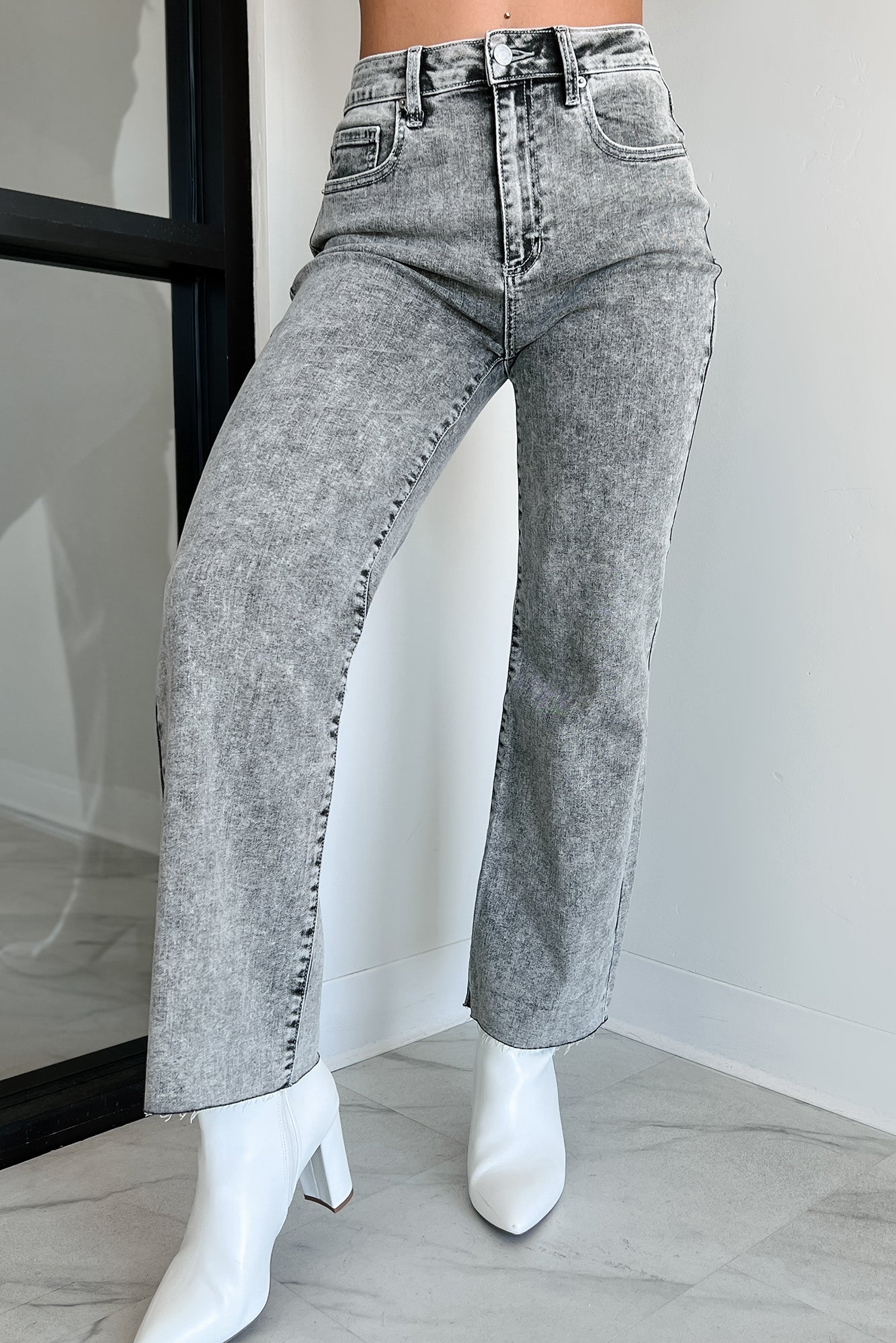 Tannis High Rise Wide Leg Sneak Peek Jeans (Light Acid)-The Formal Wear