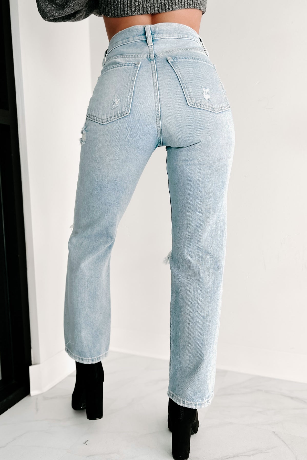 Timothy High Rise Distressed Dad Jeans (Light Denim)-The Formal Wear