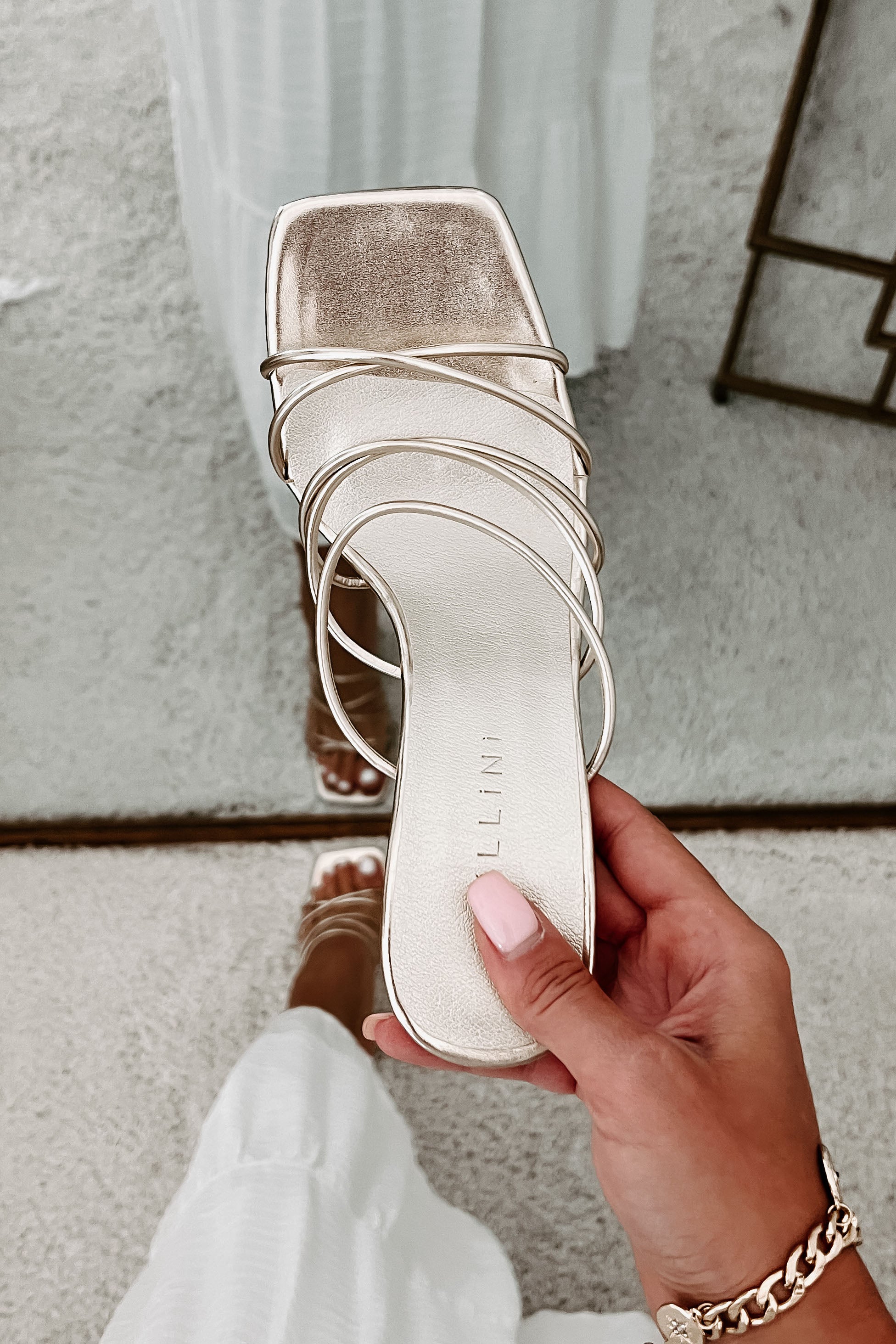 Cattie Strappy Metallic Billini Heels (Gold)-The Formal Wear