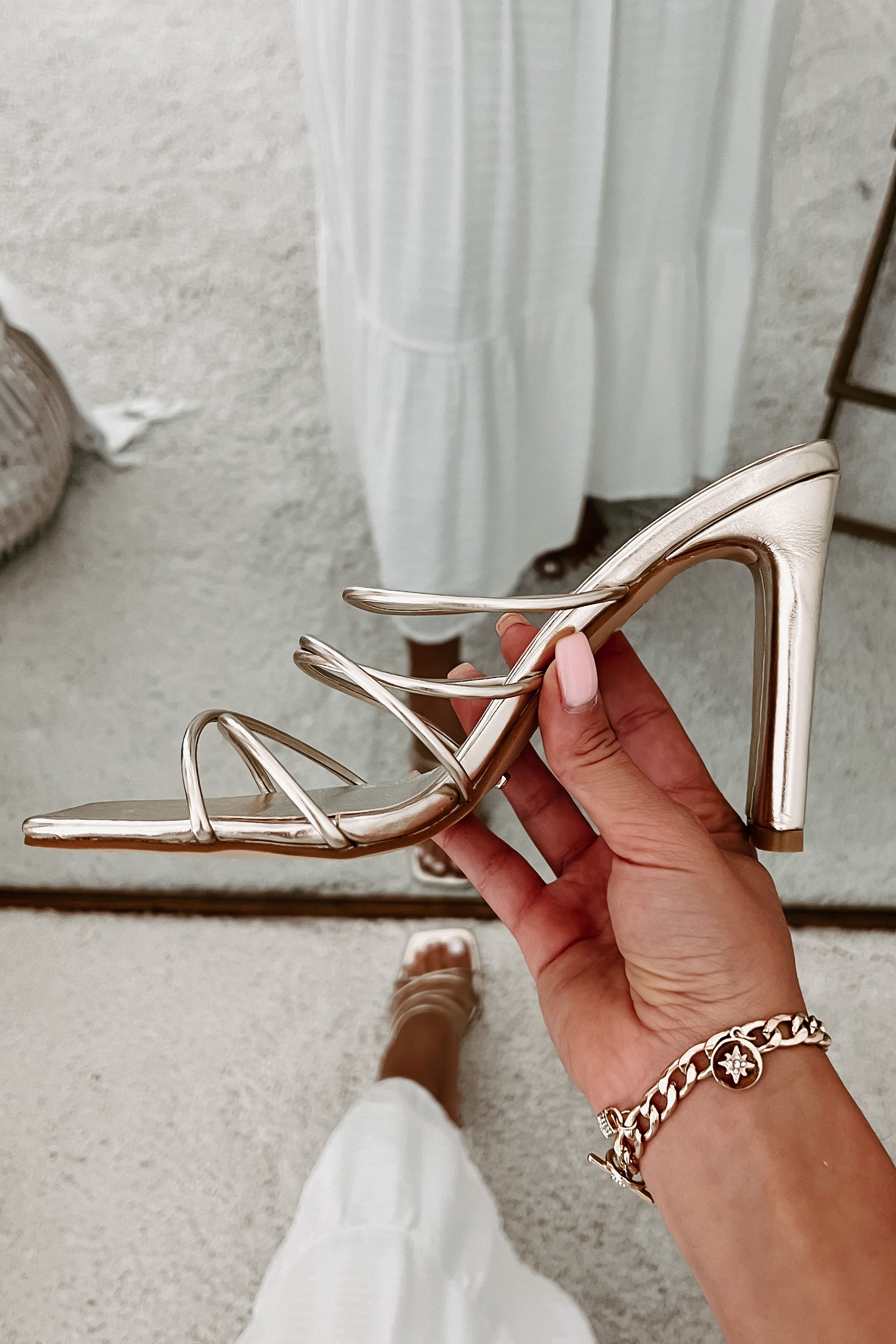 Cattie Strappy Metallic Billini Heels (Gold)-The Formal Wear