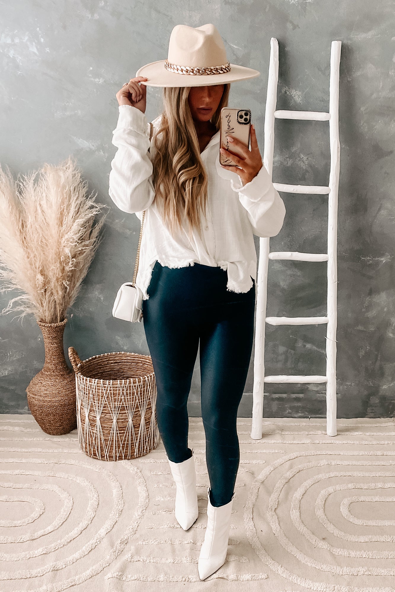 Add An Edge Raw Hem Button Down Tunic Top (Ivory)-The Formal Wear