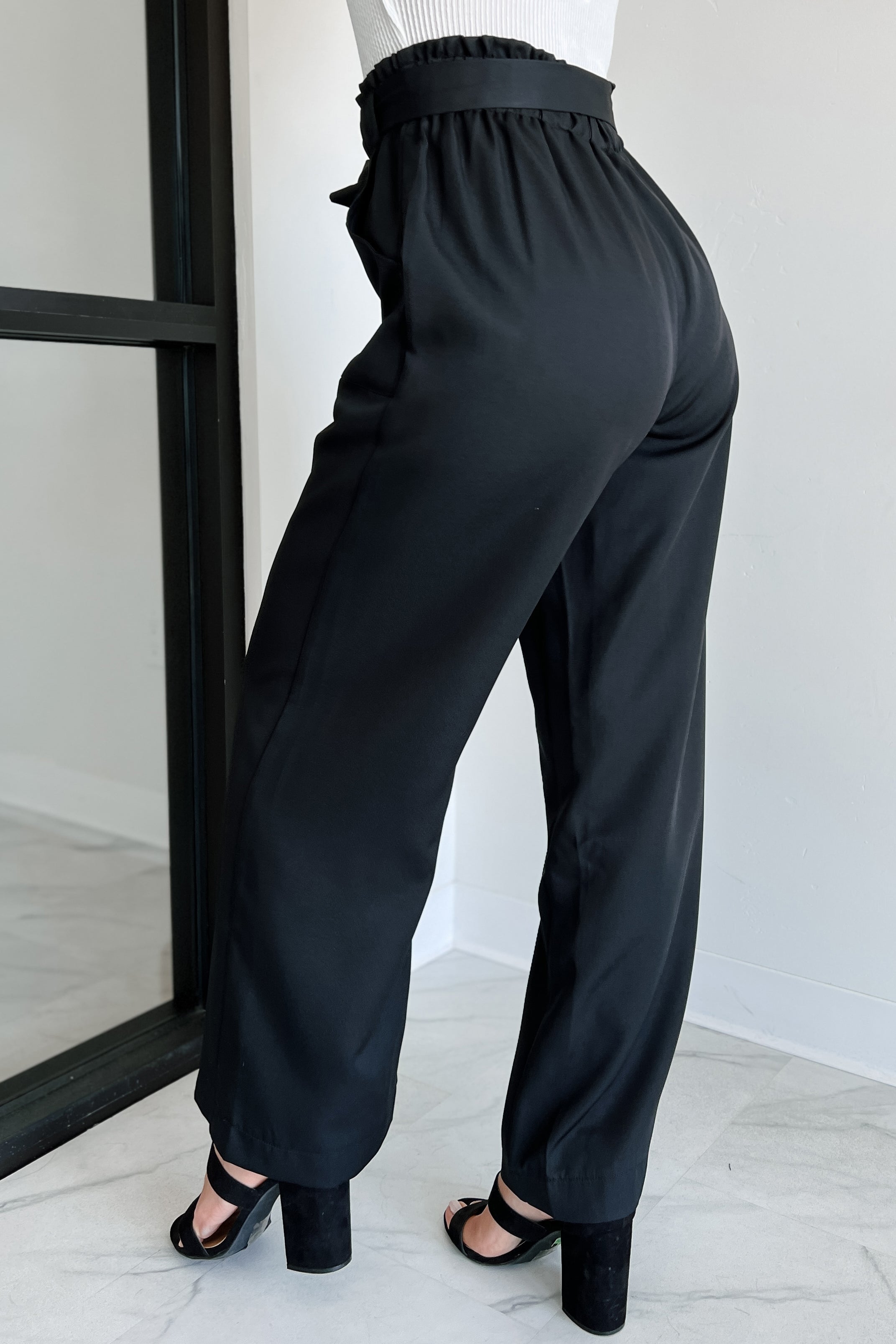Confident Appeal Wide Leg Pants (Black)-The Formal Wear