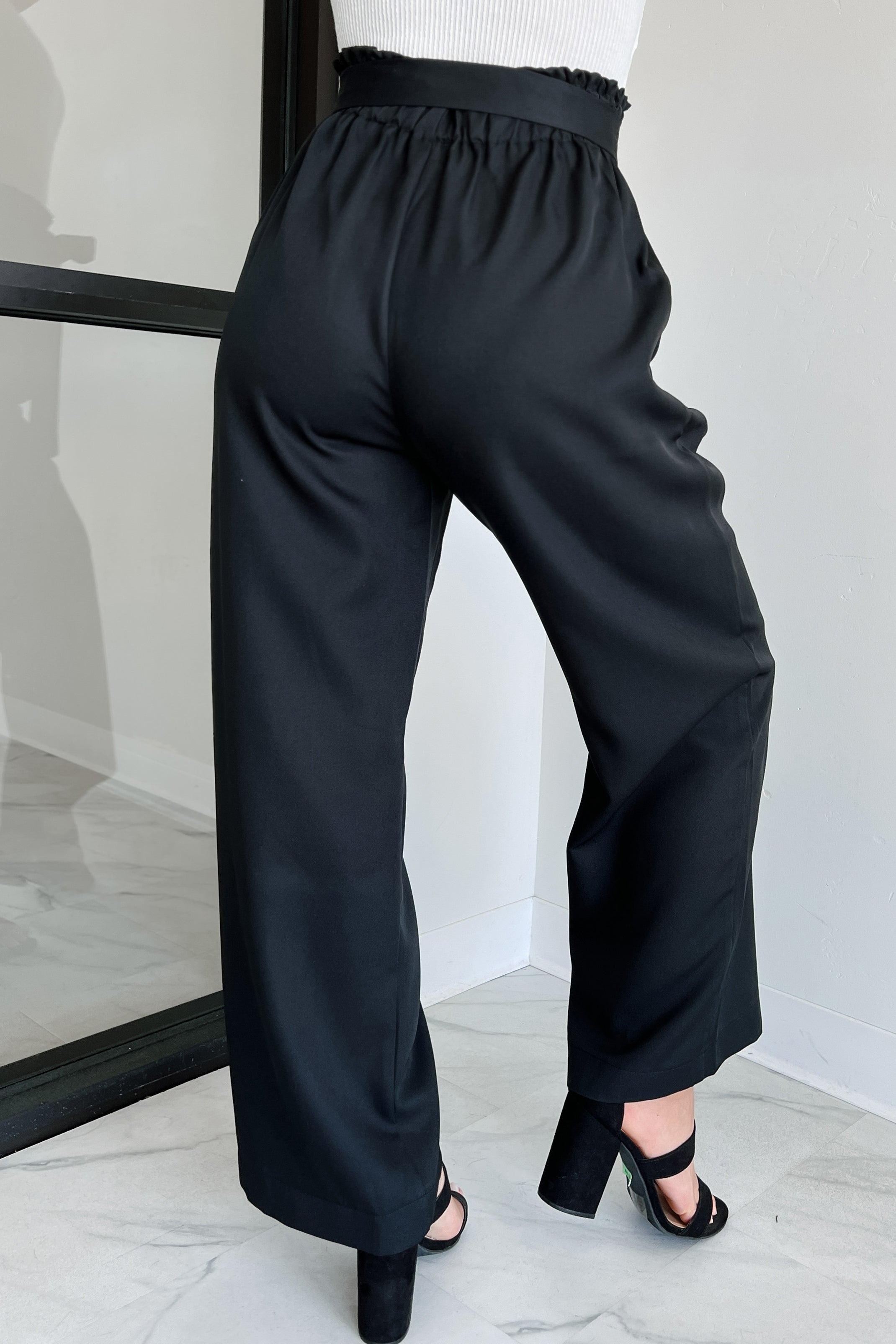 Confident Appeal Wide Leg Pants (Black)-The Formal Wear
