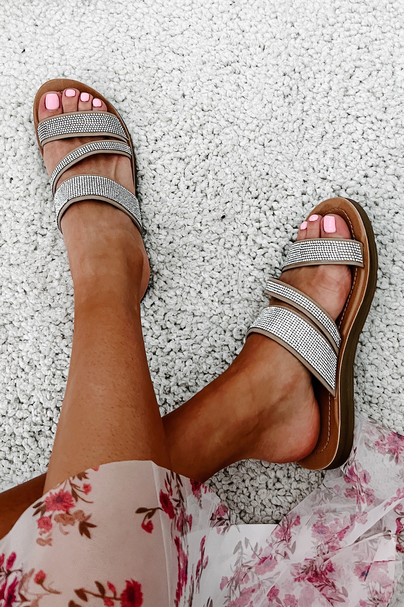 Naveena Rhinestone Strap Sandals (Natural)-The Formal Wear