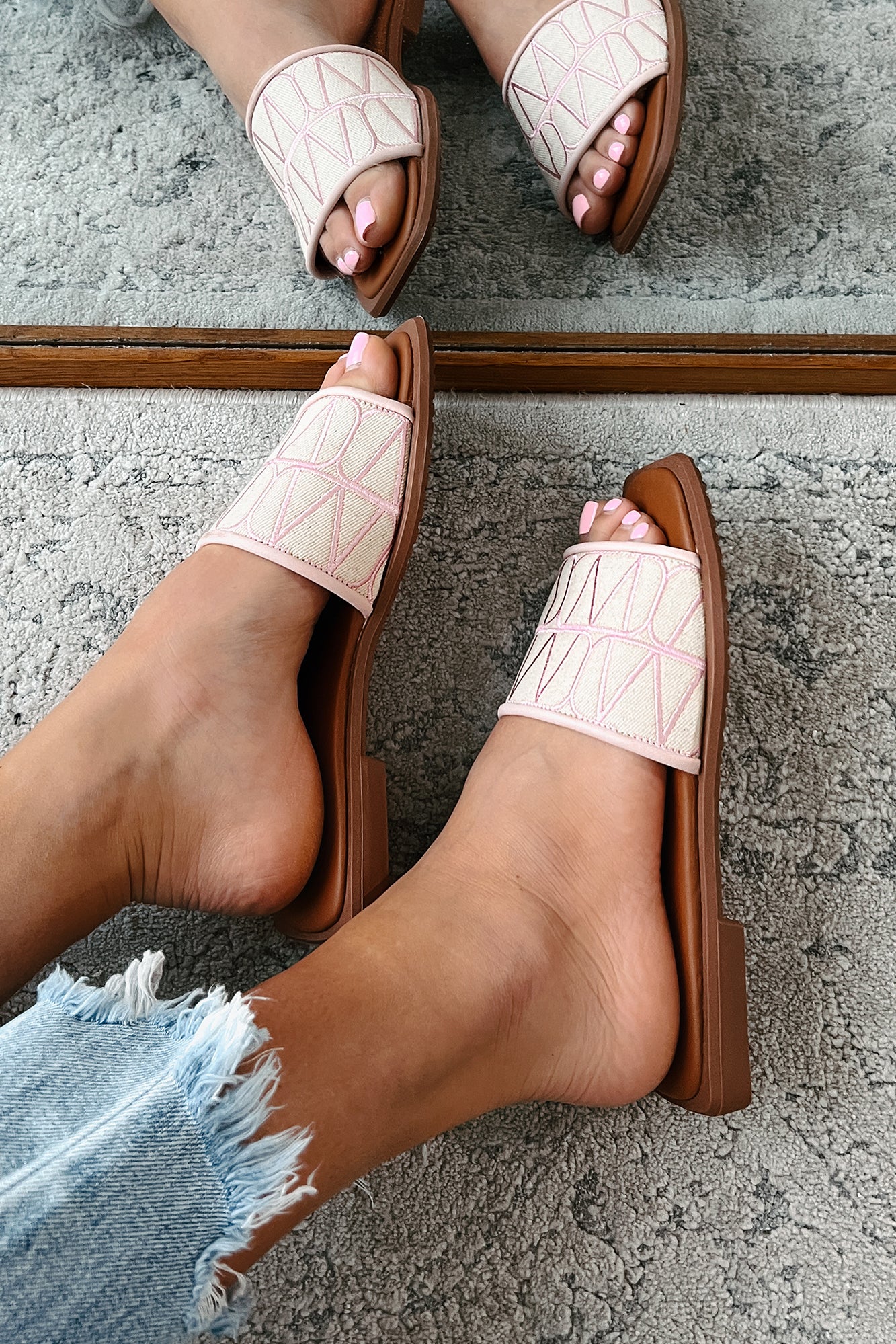 Better Than Everyone Printed Square Toe Sandals (Pink)-The Formal Wear
