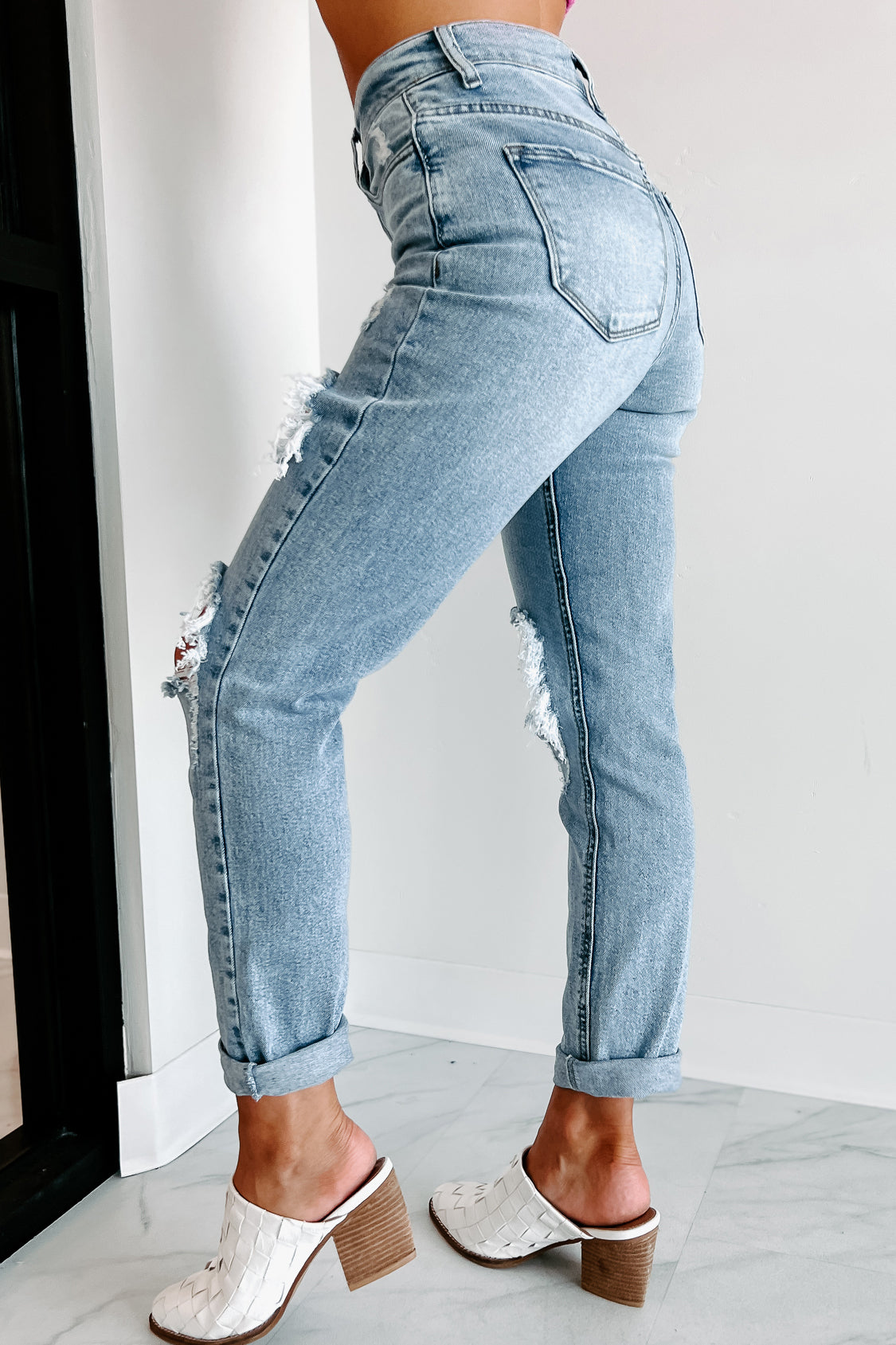 Hayes High Rise Distressed Boyfriend Jeans (Light)-The Formal Wear