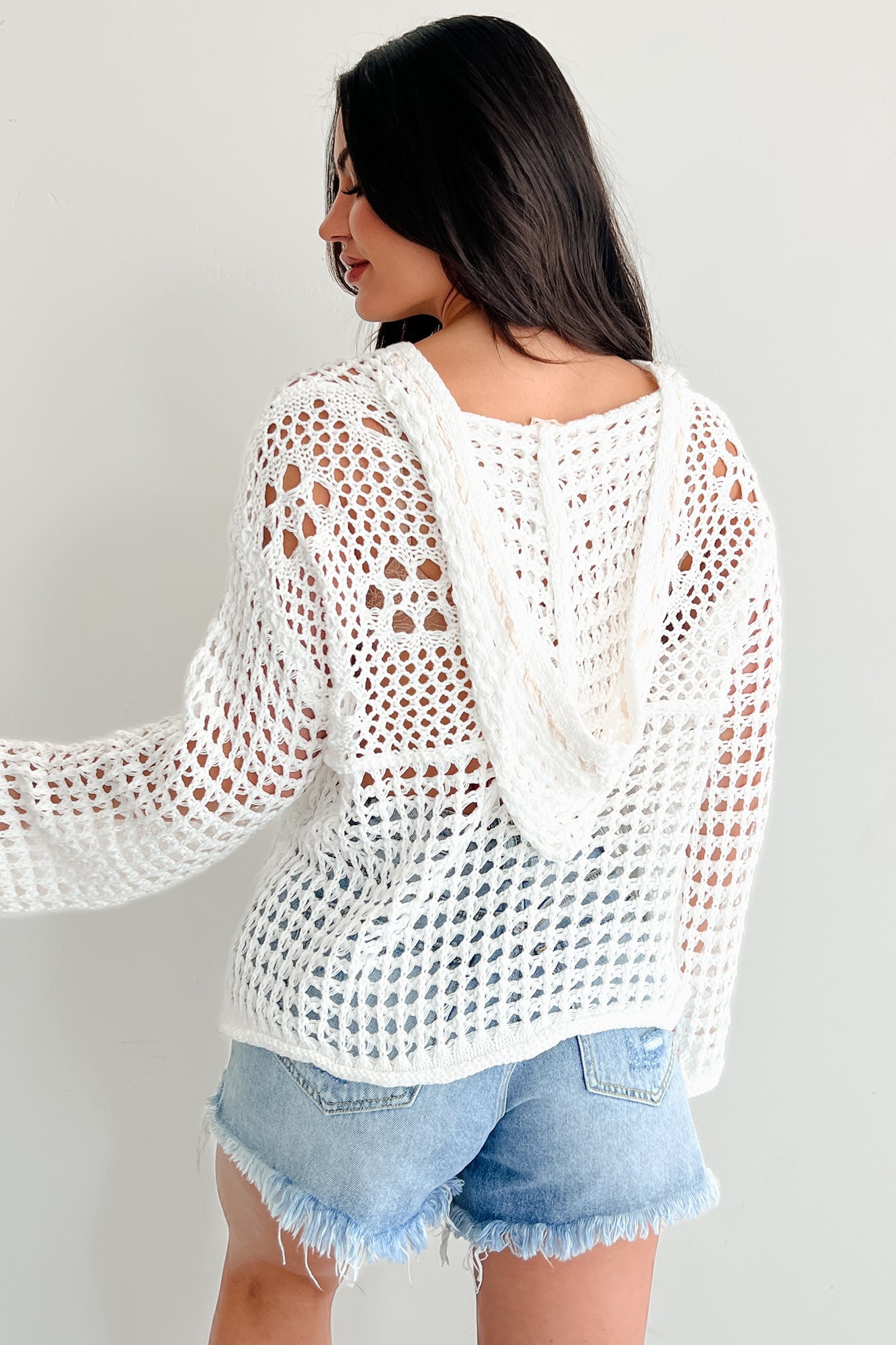 Born Free American Flag Crochet POL Hoodie (Ivory)-The Formal Wear