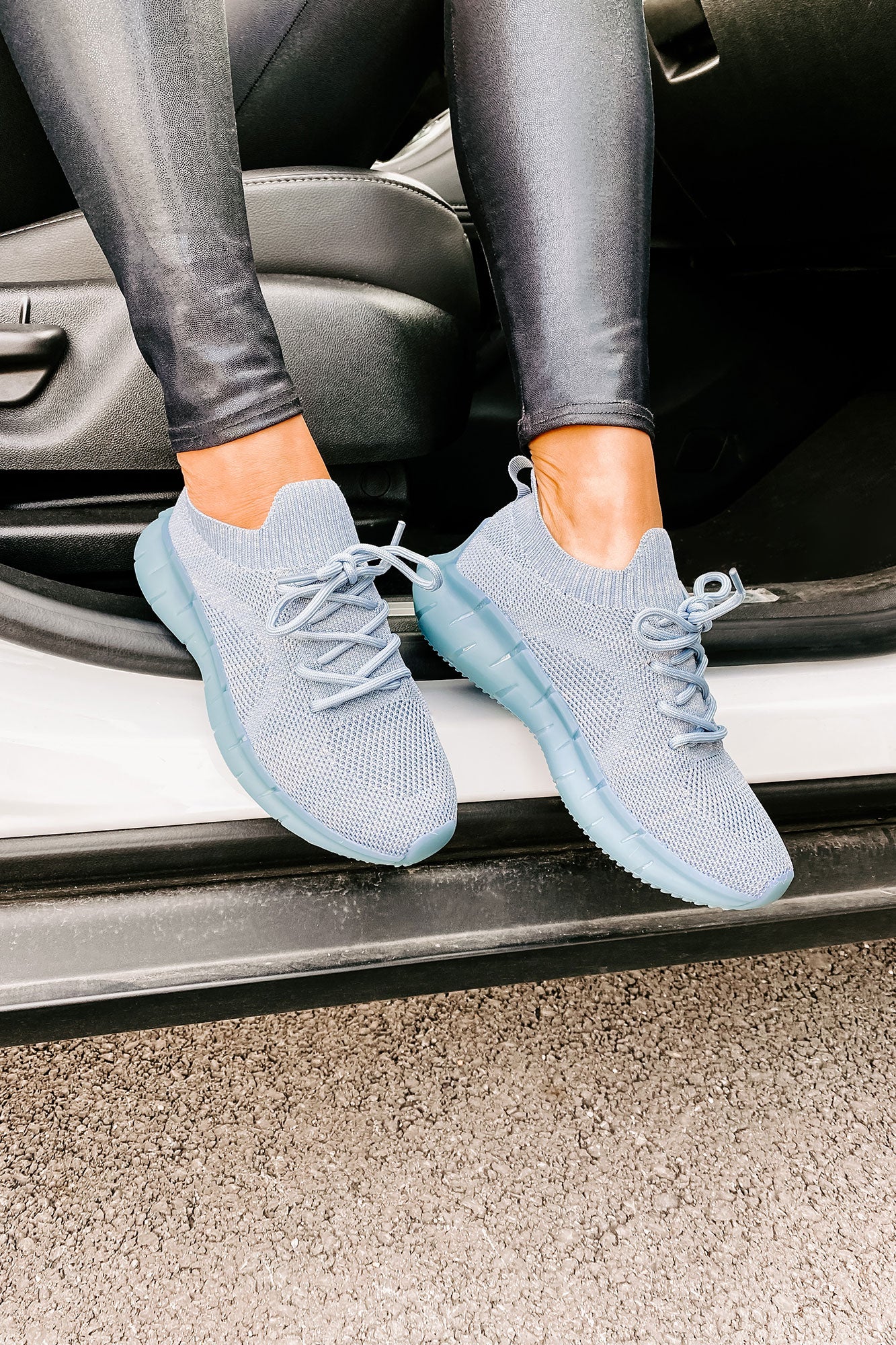 Motivated To Move Sock Knit Sneakers (Blue)-The Formal Wear