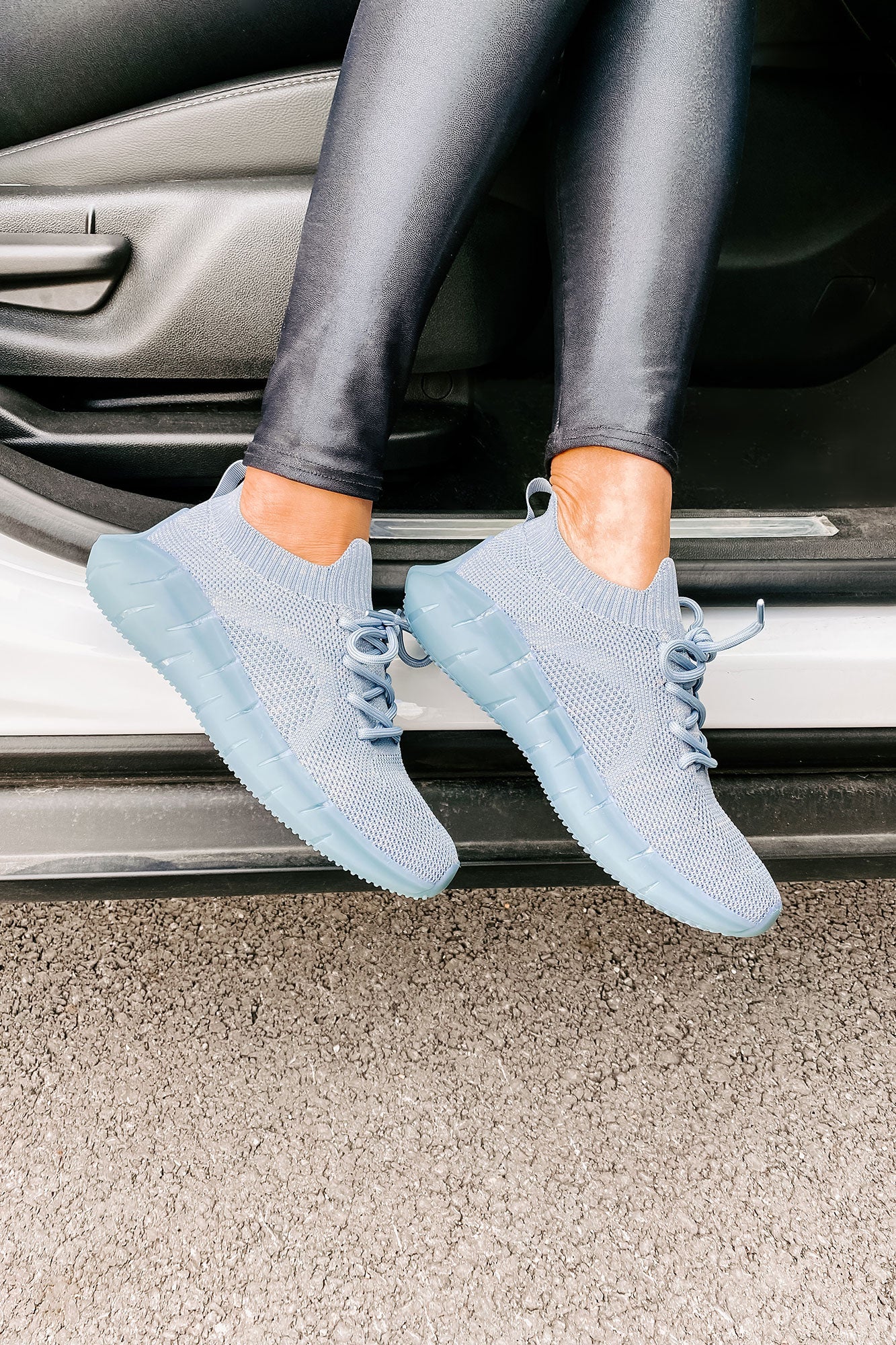 Motivated To Move Sock Knit Sneakers (Blue)-The Formal Wear