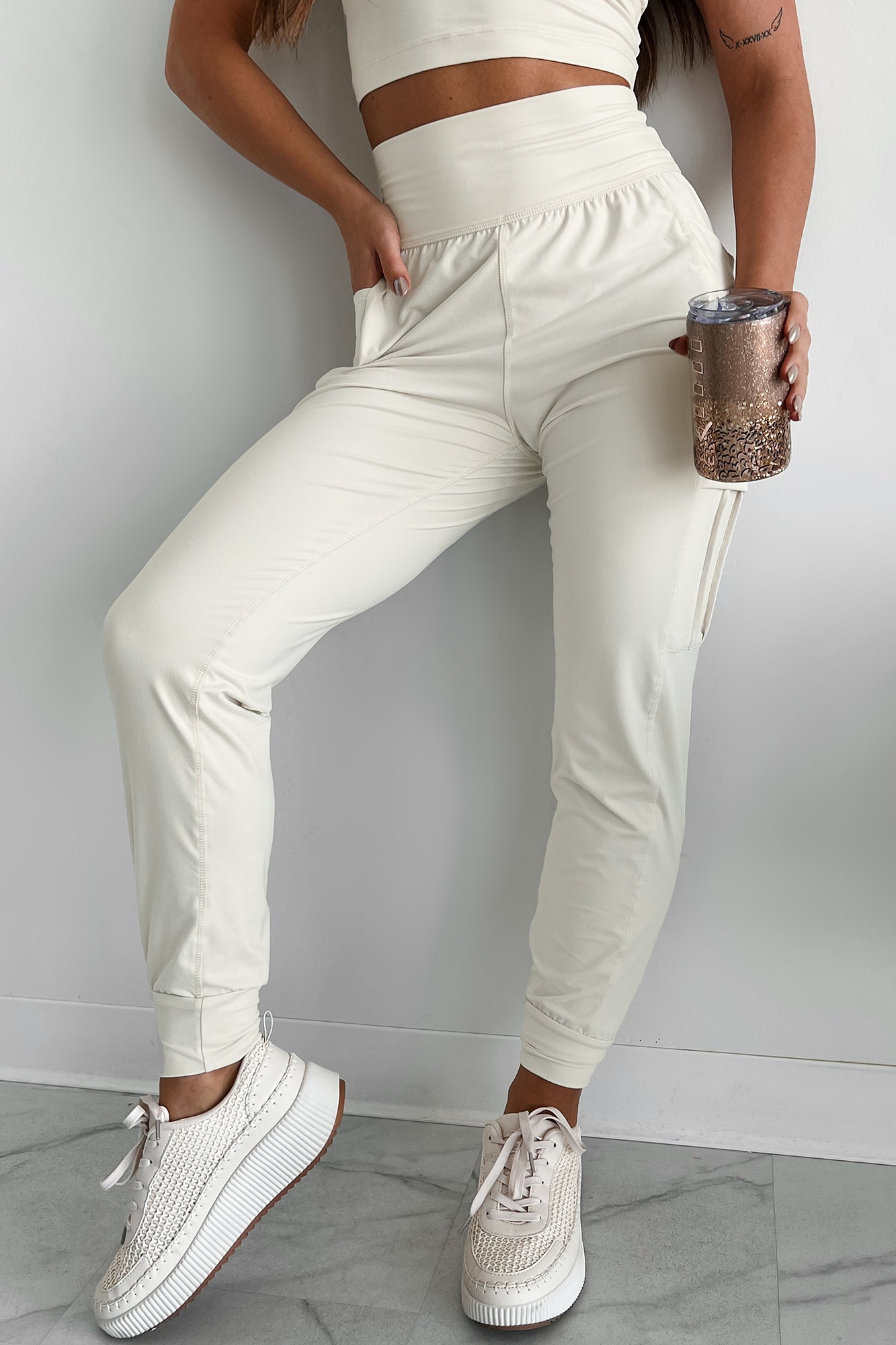 Bestie For The Restie Butter Soft Side Pocket Joggers (White Pearl)-The Formal Wear