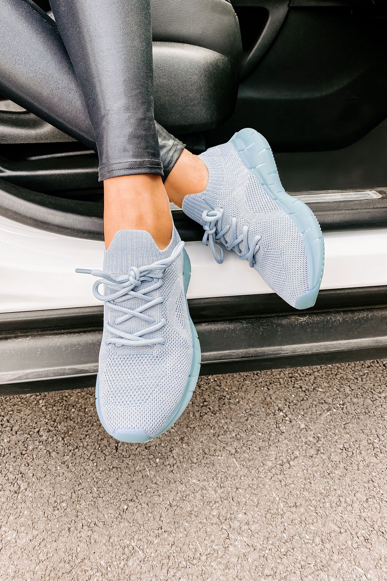 Motivated To Move Sock Knit Sneakers (Blue)-The Formal Wear